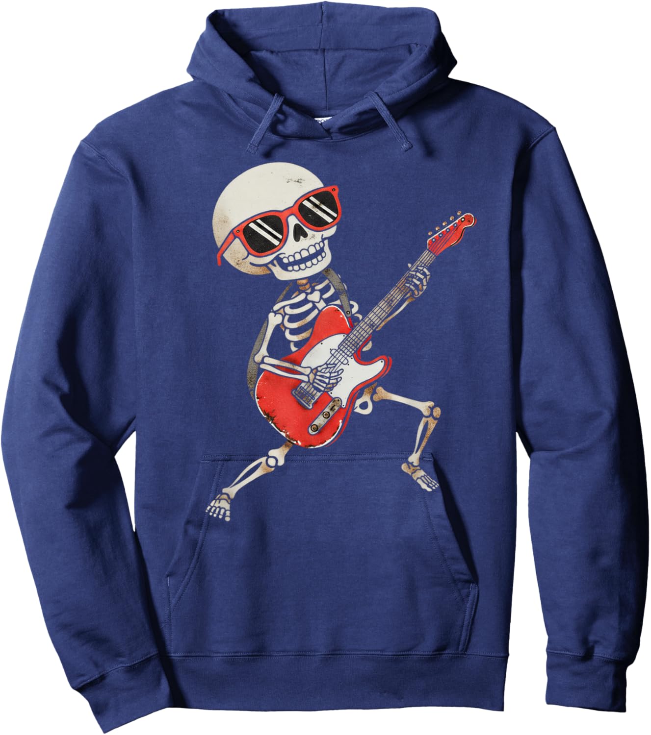 Funny Skeleton Playing Guitar Rock & Roll Boys Girls Hoodie - Hoodie | Navy