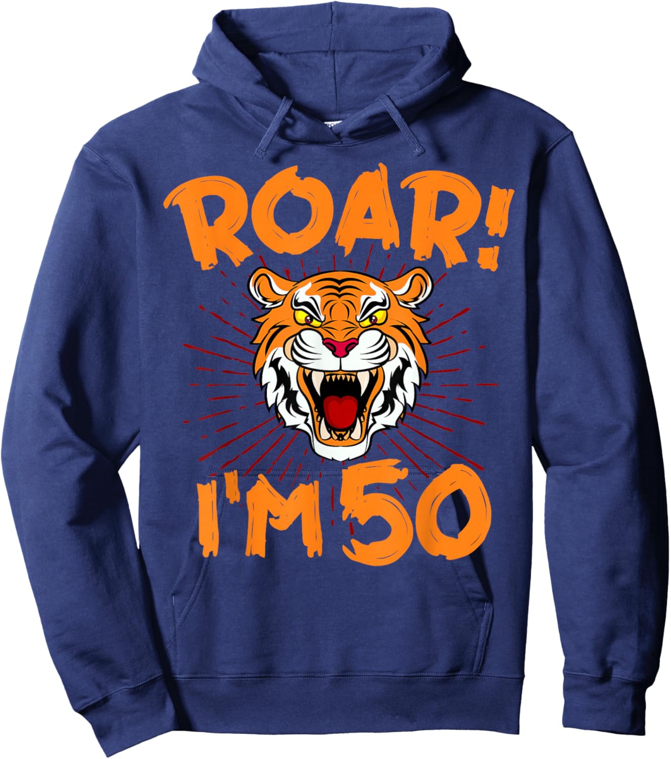 Tiger 50th Birthday Party Zoo Jungle Zookeeper Animal Lover Hoodie - Hoodie | Navy