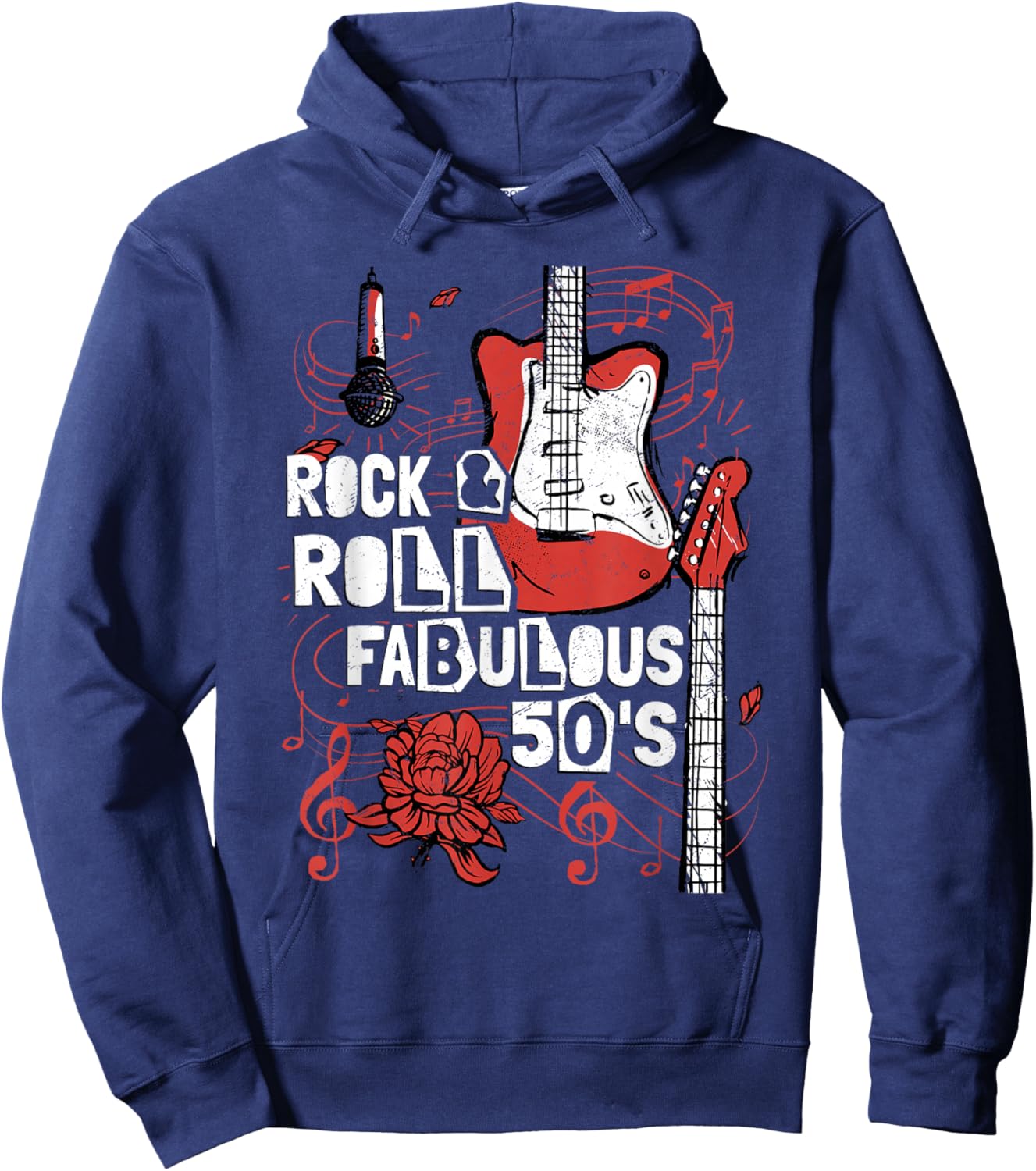 Rock & Roll Fabulous 50's Rock Band Guitar Music Hoodie - Hoodie | Navy