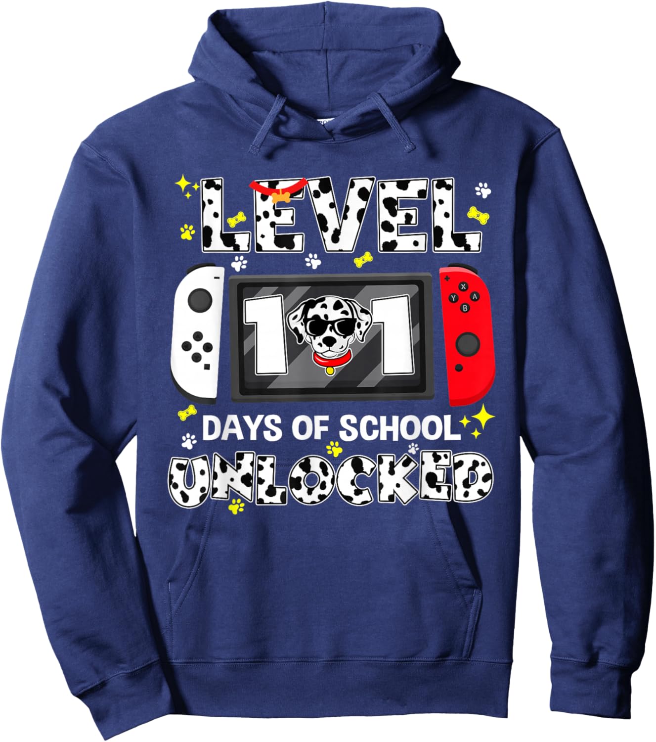 Level Unlocked Game Controller 101 Days School 100 Days Hoodie - Hoodie | Navy