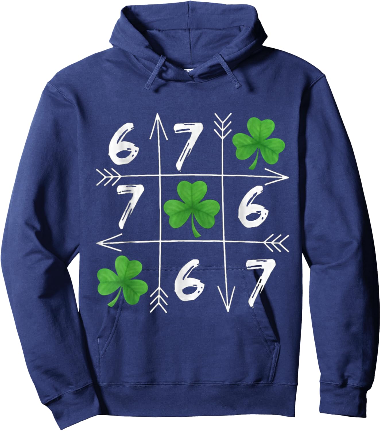 Six Seven 67 Meme 6 7 St. Patrick´s Day Shamrock Hoodie - Hoodie | Navy