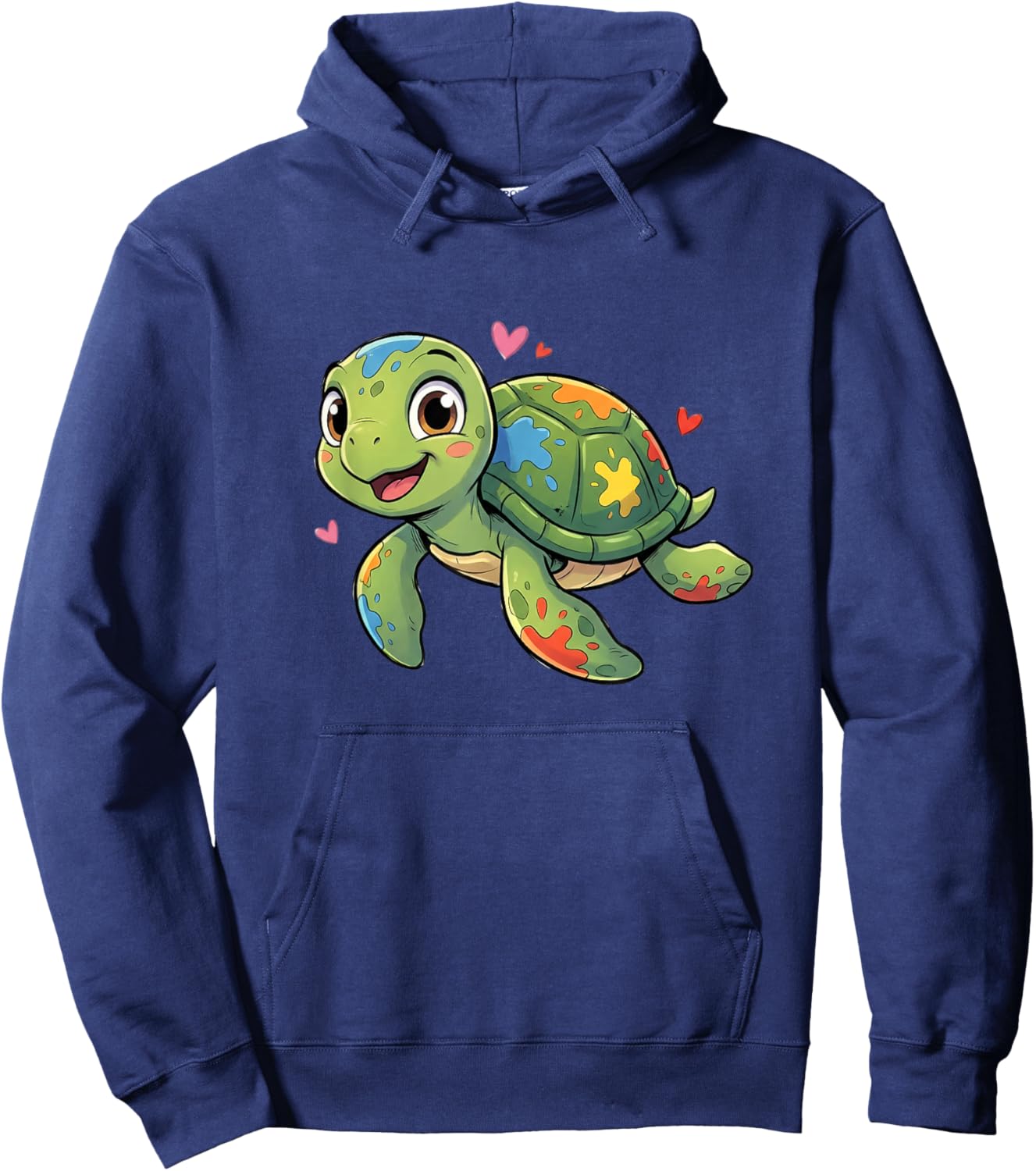 Happy Color Splash Turtle Cute Kawaii Kids Love Hoodie - Hoodie | Navy