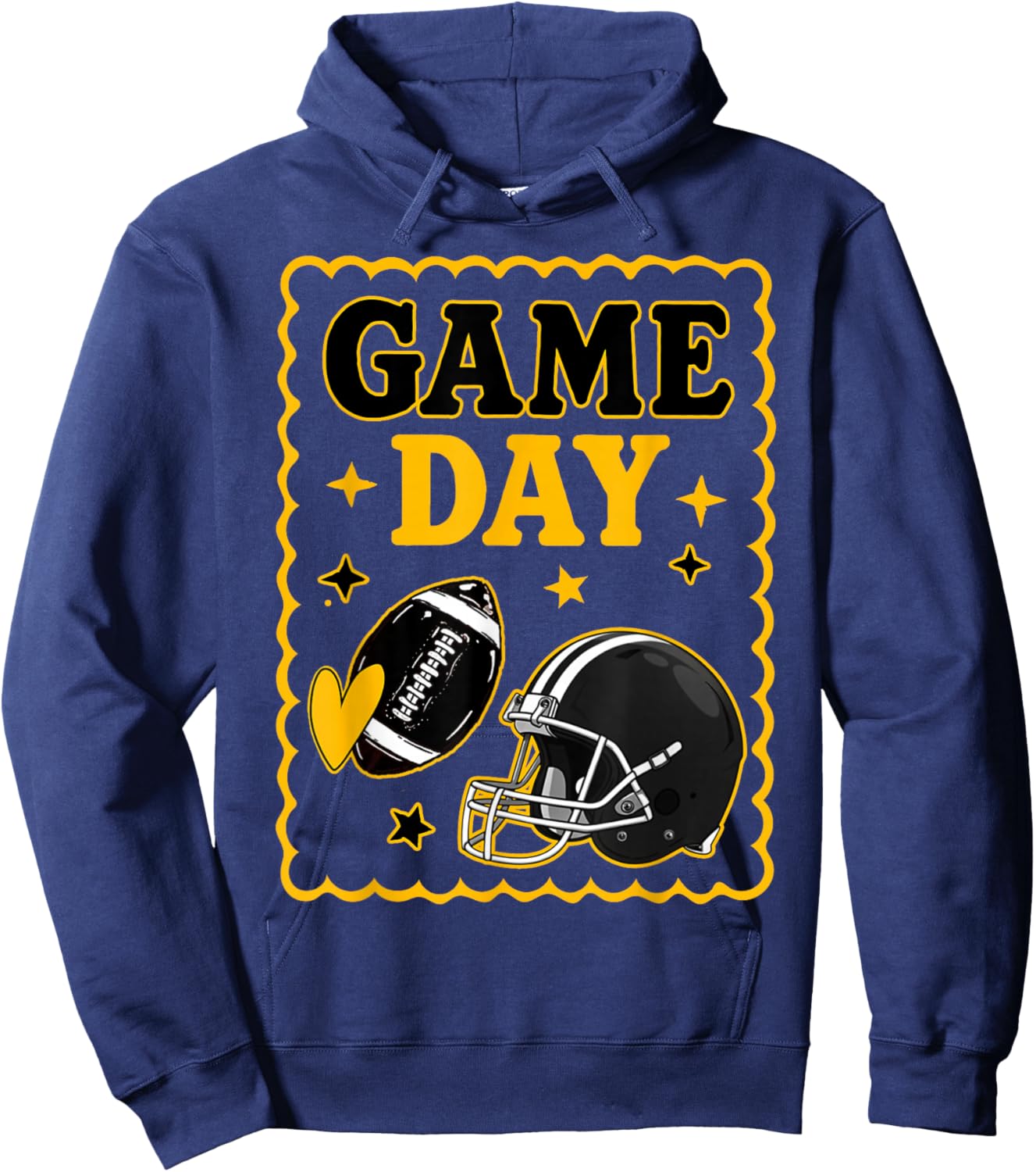 Game Day Gold Black American Football Women Girl Kids Vibes Hoodie - Hoodie | Navy