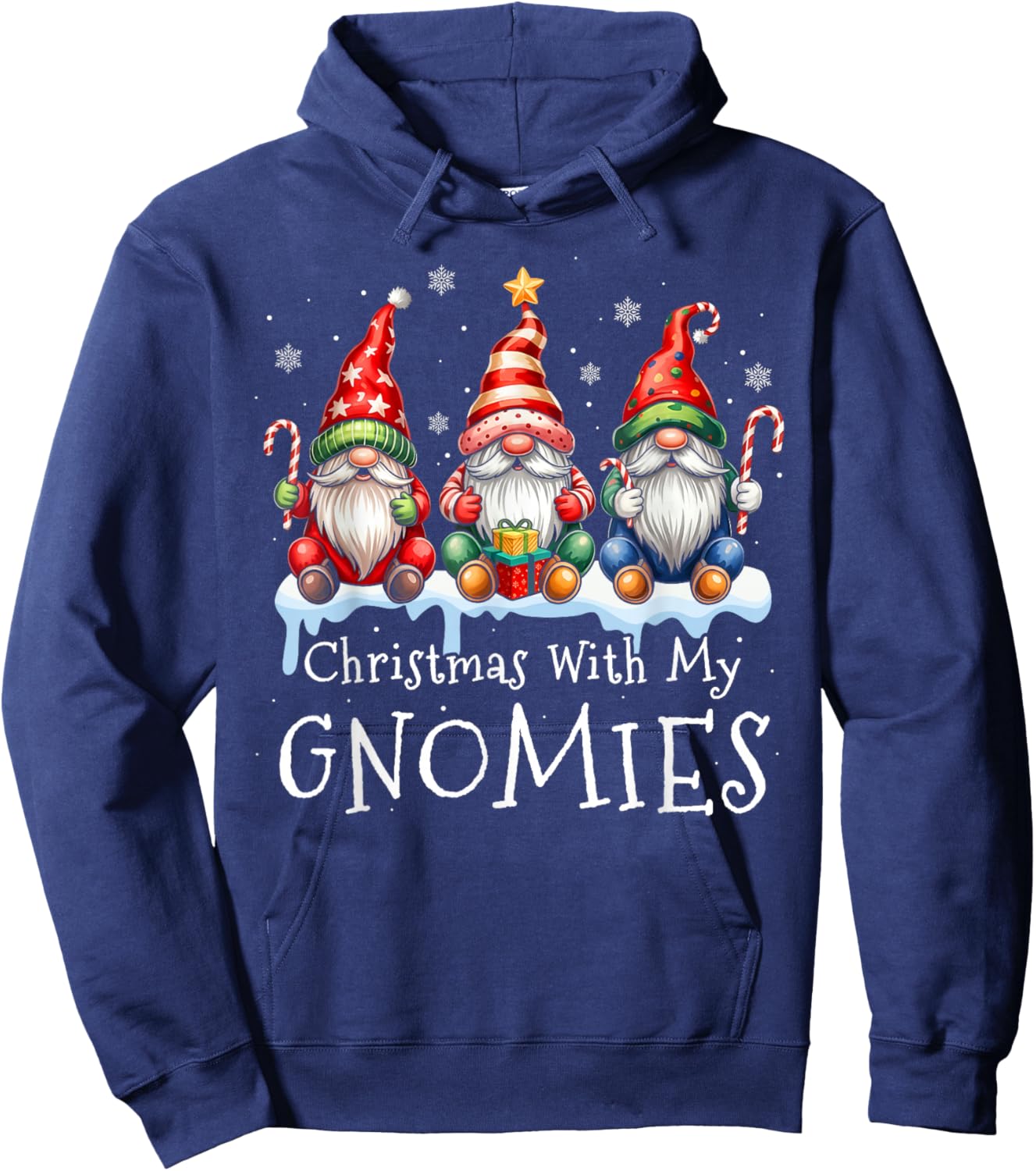 Christmas with My Gnomies Buffalo Plaid Gnome Family Women Hoodie - Hoodie | Navy