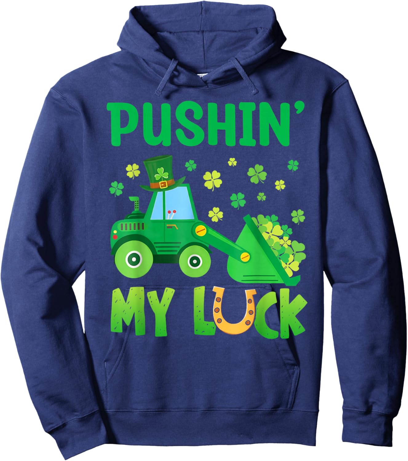St Patricks Day Bulldozer Saint Paddys Construction Boys Kid Hoodie - Hoodie | Navy