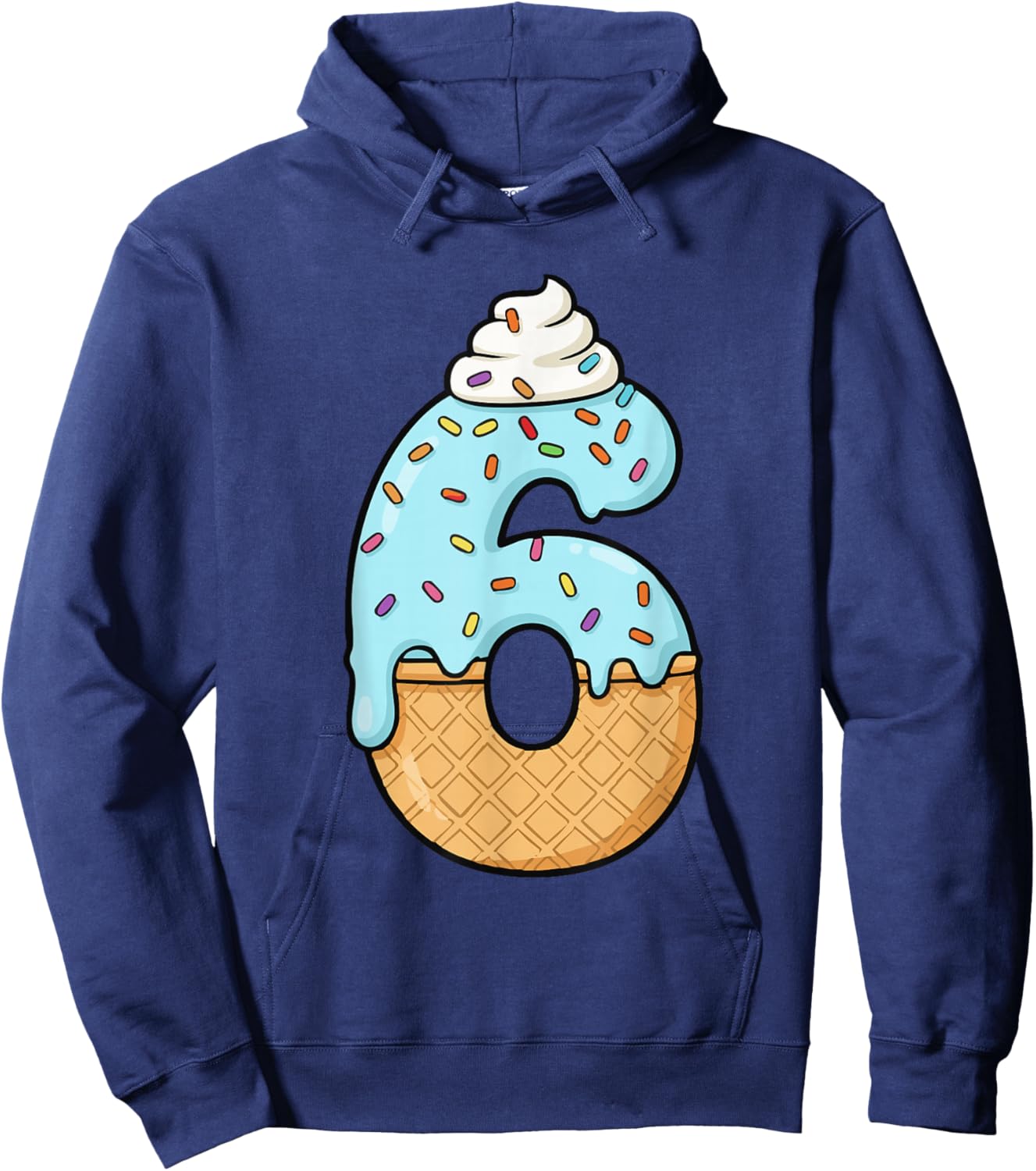 #6 Jersey Uniform Drip Teen Slang, Funny Ice Cream, 6th Hoodie - Hoodie | Navy