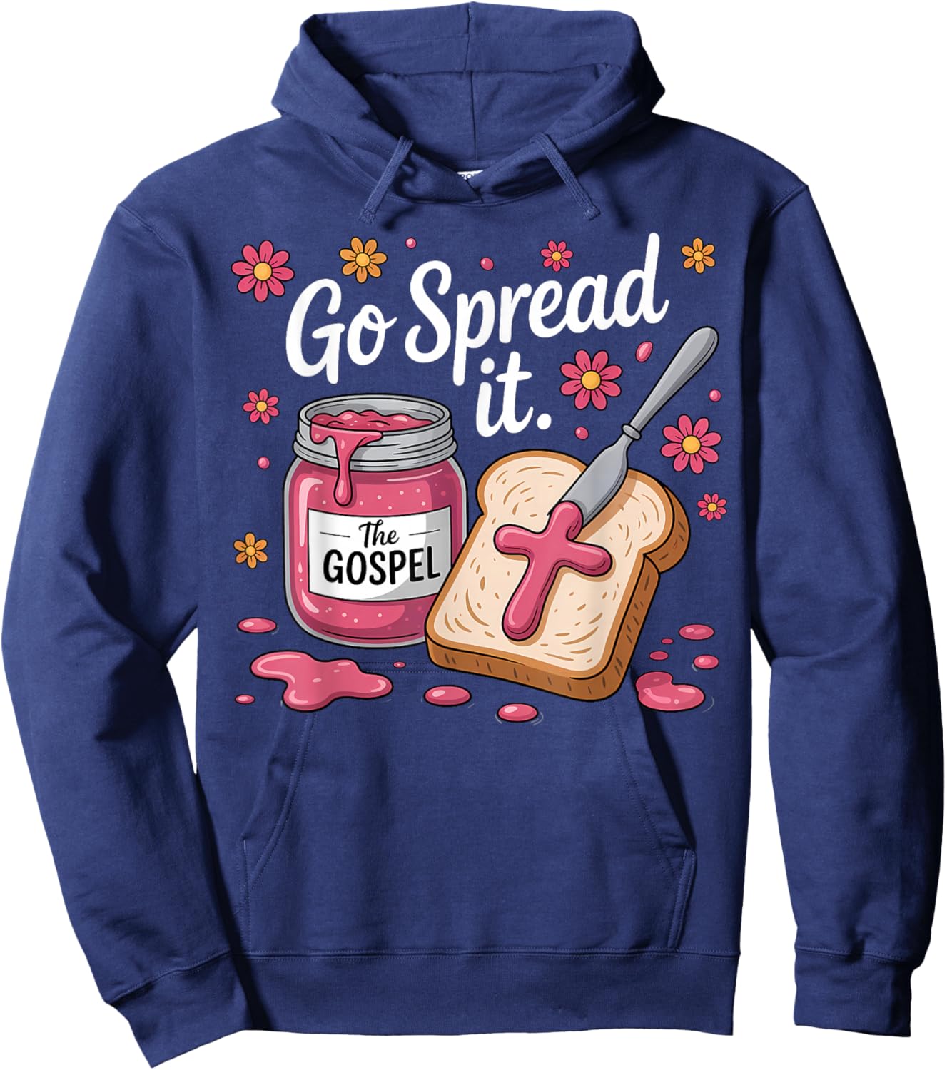 The Gospel Go Spread It Christian Floral Hoodie - Hoodie | Navy