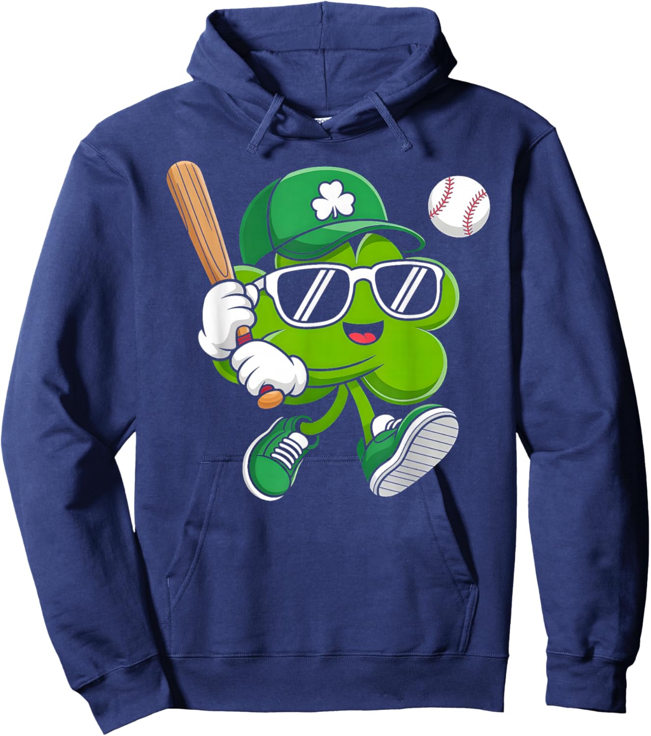 Irish Lucky Shamrock Baseball St Patricks Day Boys Men Kids Hoodie - Hoodie | Navy