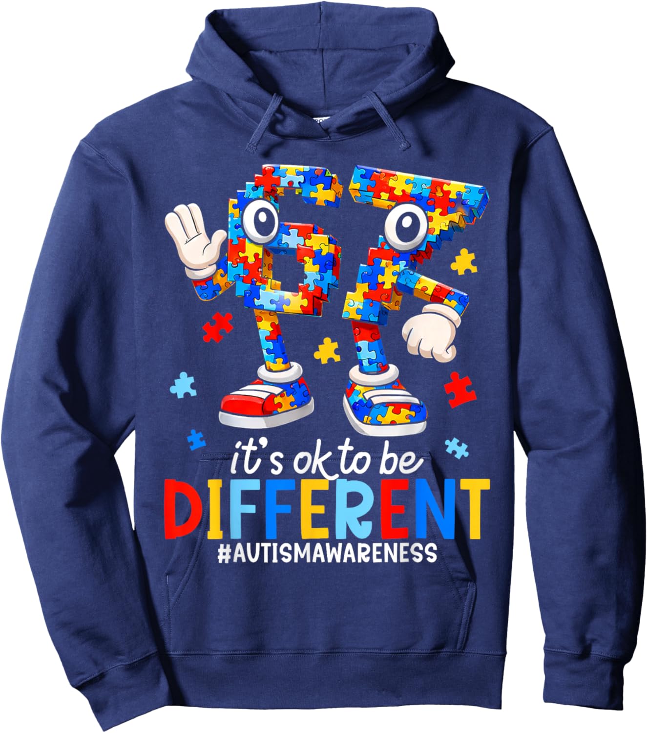67 Autism Awareness Six Seven Boys Its Ok to Be Different Hoodie - Hoodie | Navy