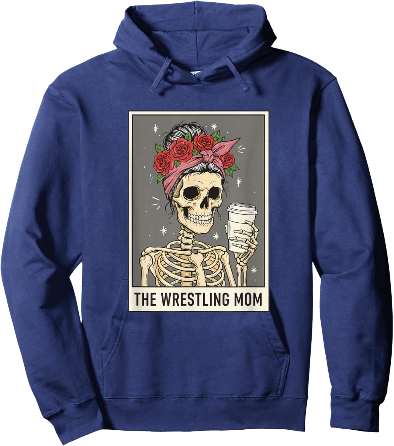 The Wrestling Mom Vintage Skeleton Mama Hoodie - Hoodie | Navy