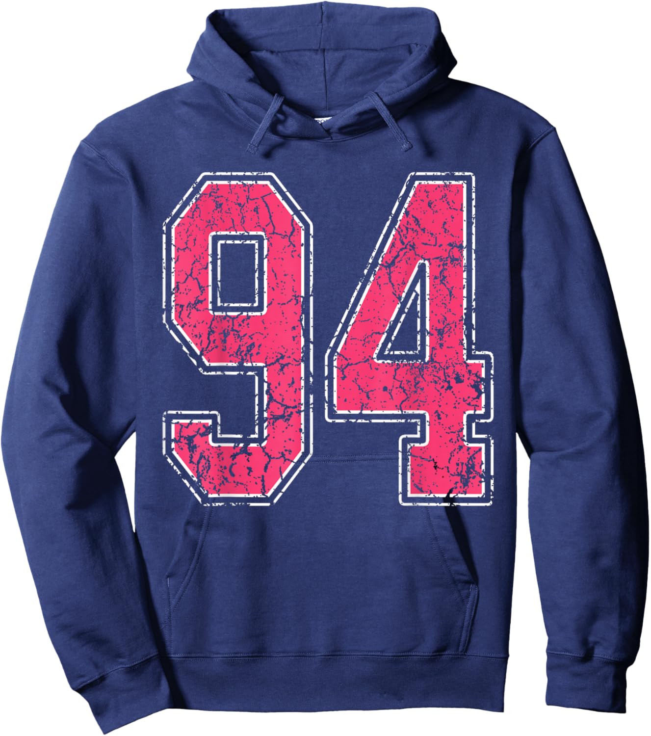 Grunge Pink and White Number 94 Jersey Player Uniform #94 Hoodie - Hoodie | Navy