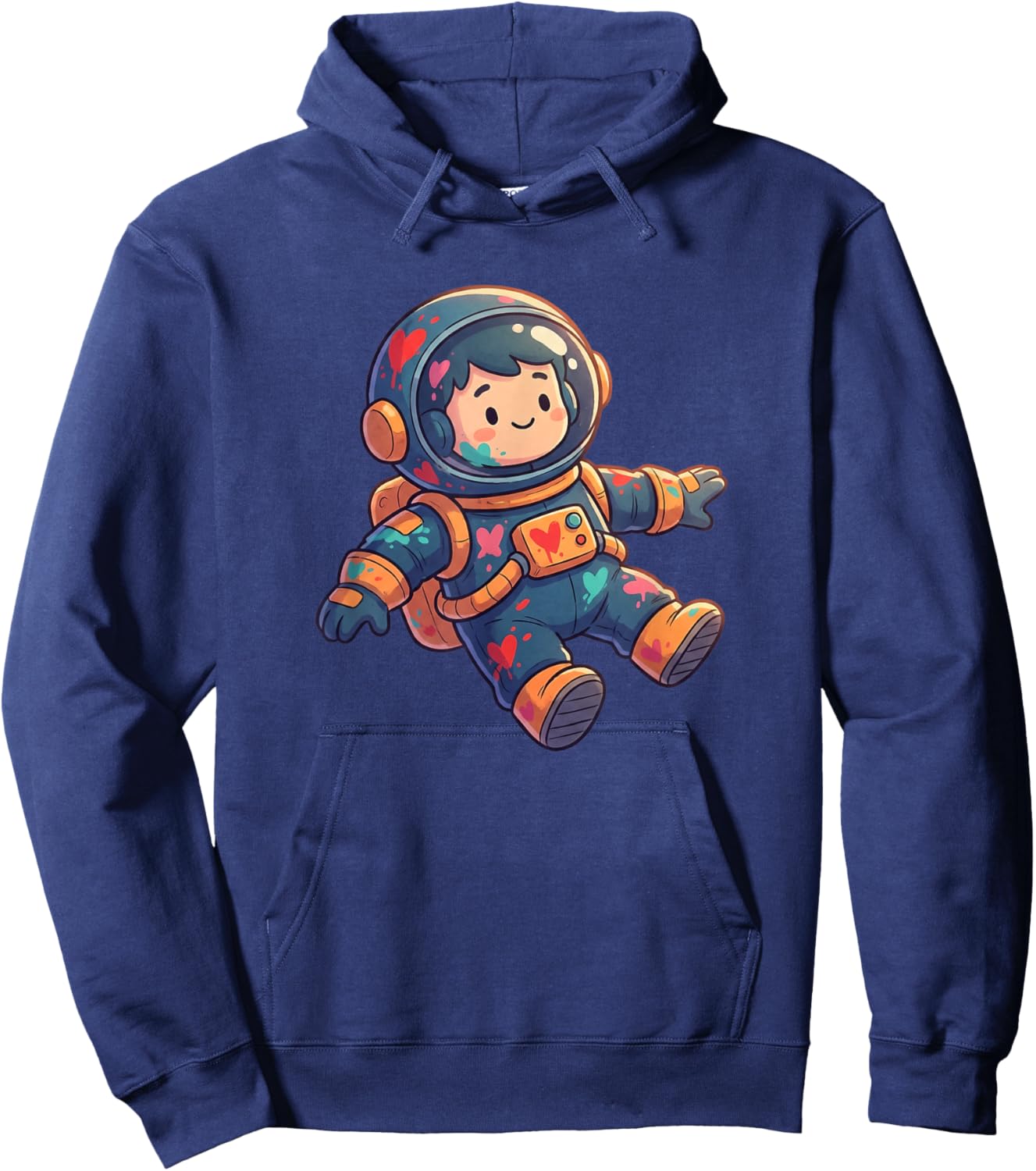 Adorable Kawaii Astronaut Space Lover Hearts Hoodie - Hoodie | Navy