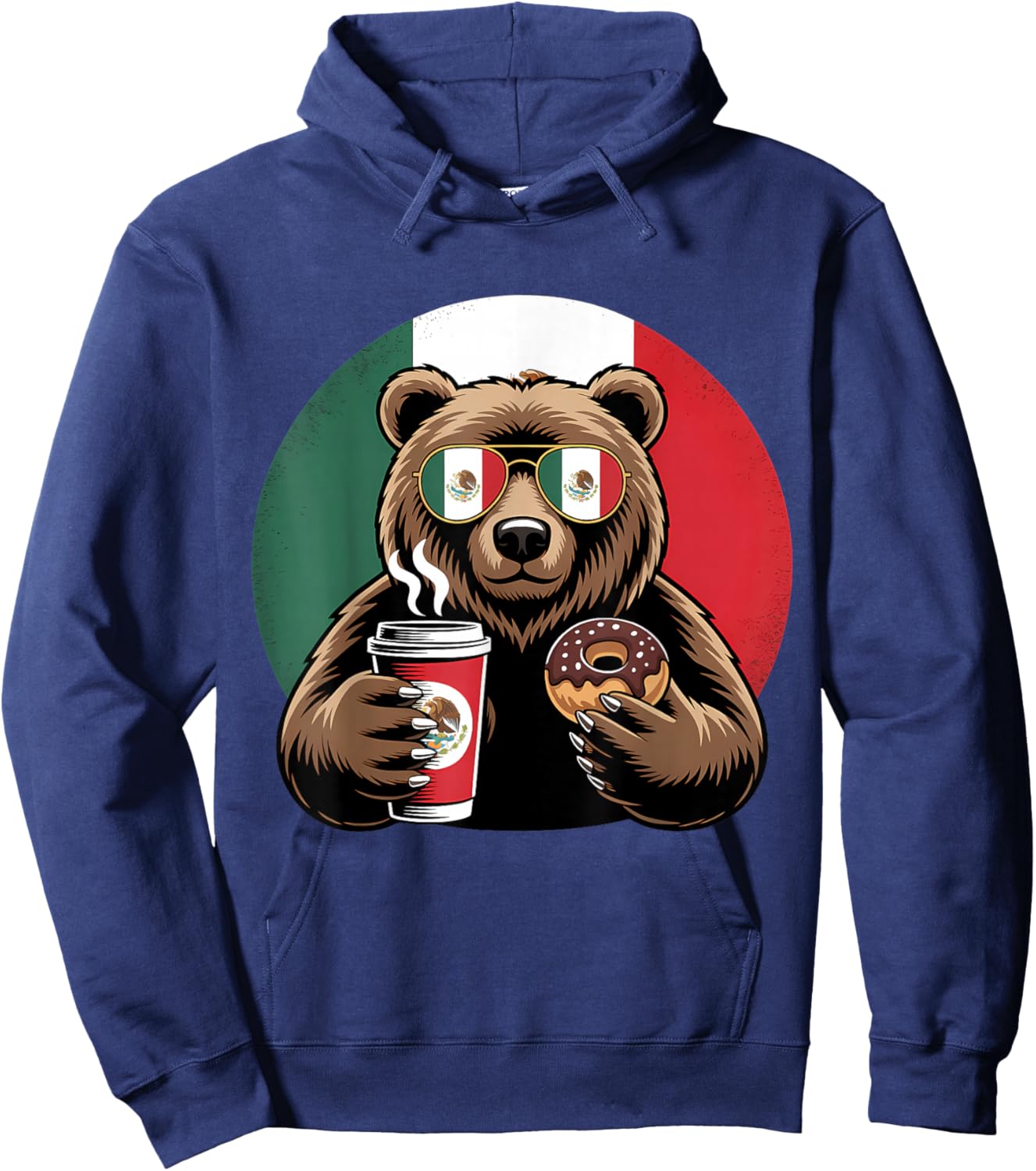 Mexico Flag Bear Mexican Pride Mexican Roots Mexican Flag Hoodie - Hoodie | Navy