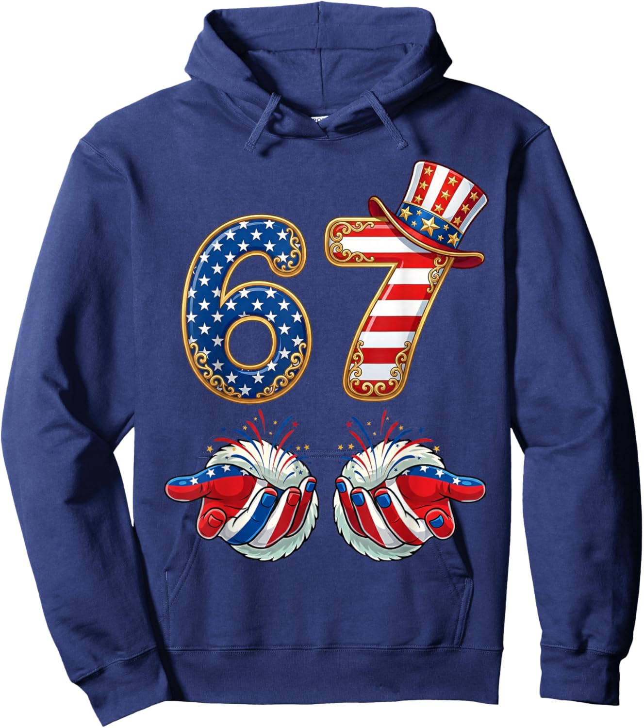 American 4th of July 67 USA Flag Women Boys Kids Girl Men Hoodie - Hoodie | Navy