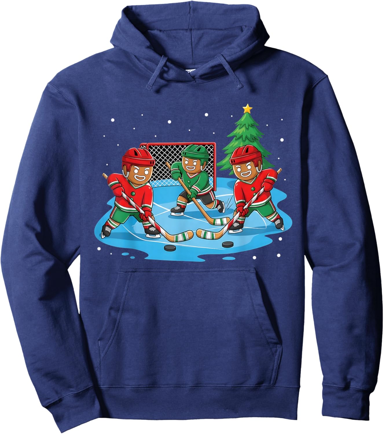 Christmas Gingerbread Ice Hockey Player Matching Family Hoodie - Hoodie | Navy