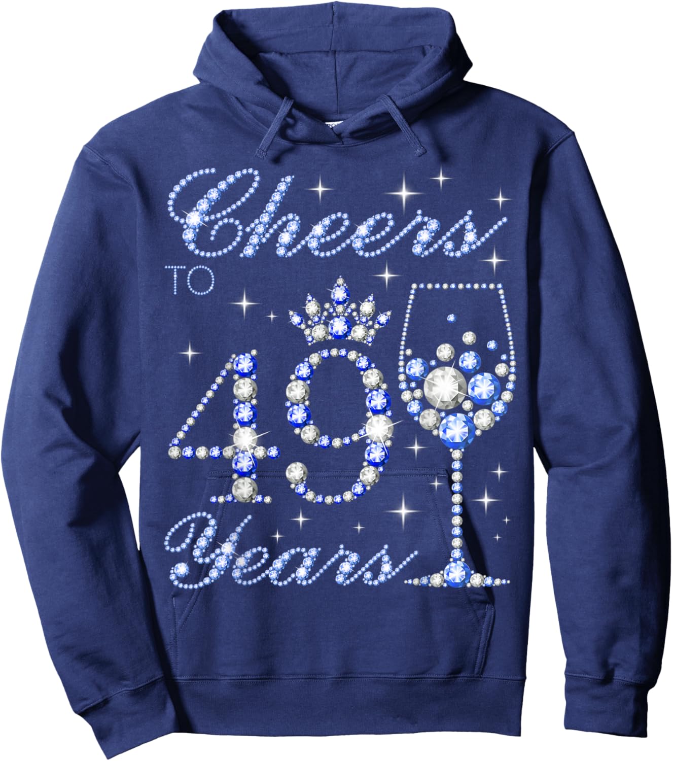 Cheers to 49 Years Old 49th Birthday Blue Style Women Hoodie - Hoodie | Navy
