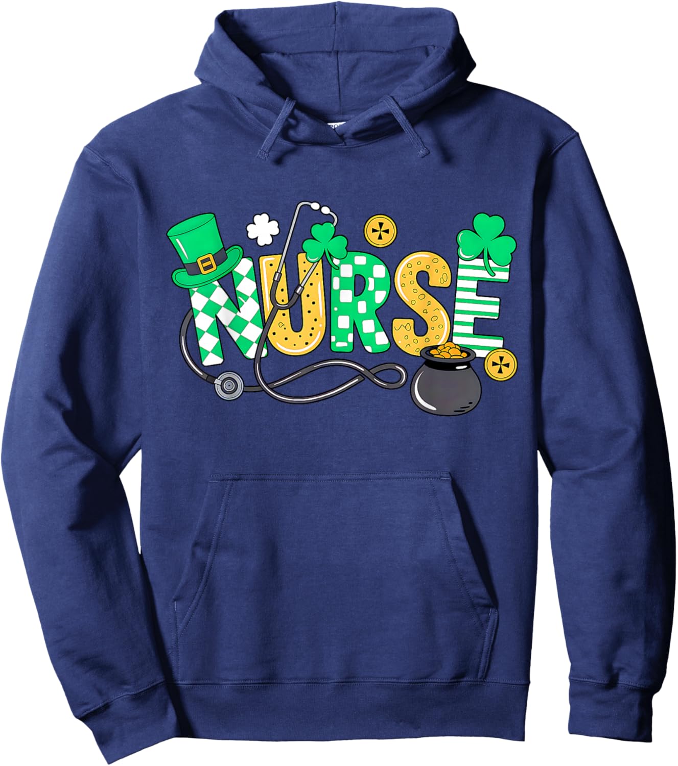 St Patrick's Day Irish Nurse Shamrock Irish Saint Paddys Day Hoodie - Hoodie | Navy