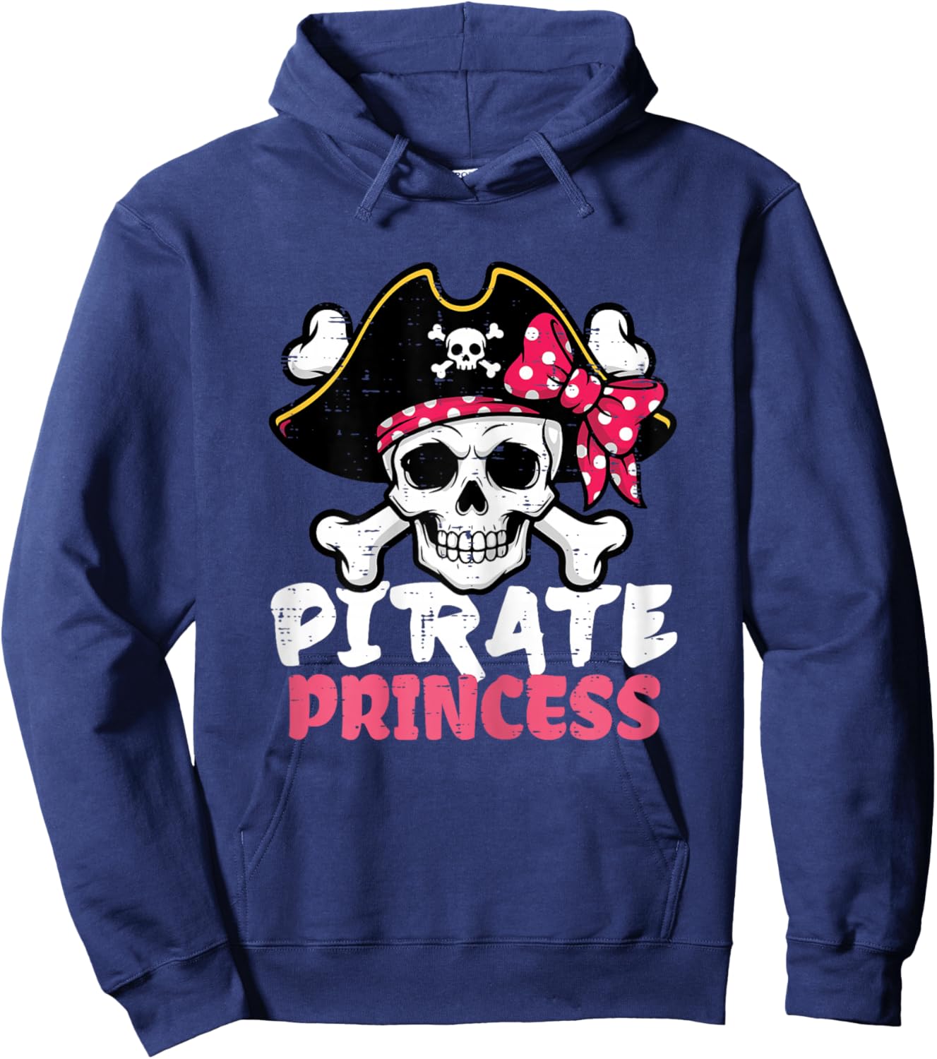 Pirate Princess Hat Coquette Bow Cute Girls Kids Toddlers Hoodie - Hoodie | Navy
