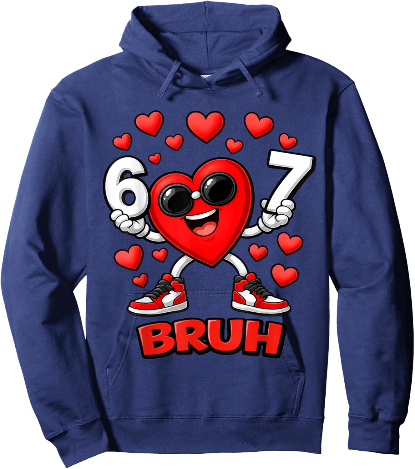 67 Bruh Six Seven Funny Dabbing Heart Valentine Boys Kids Hoodie - Hoodie | Navy