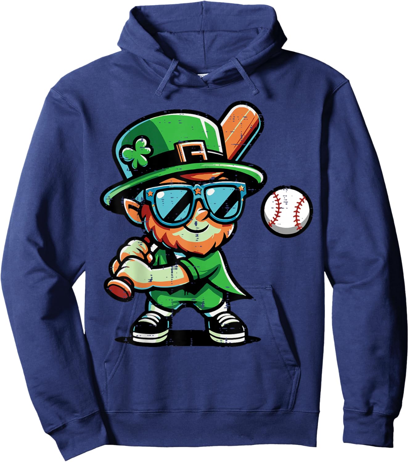 St Patricks Day Leprechaun Baseball Saint Paddys Boys Men Hoodie - Hoodie | Navy