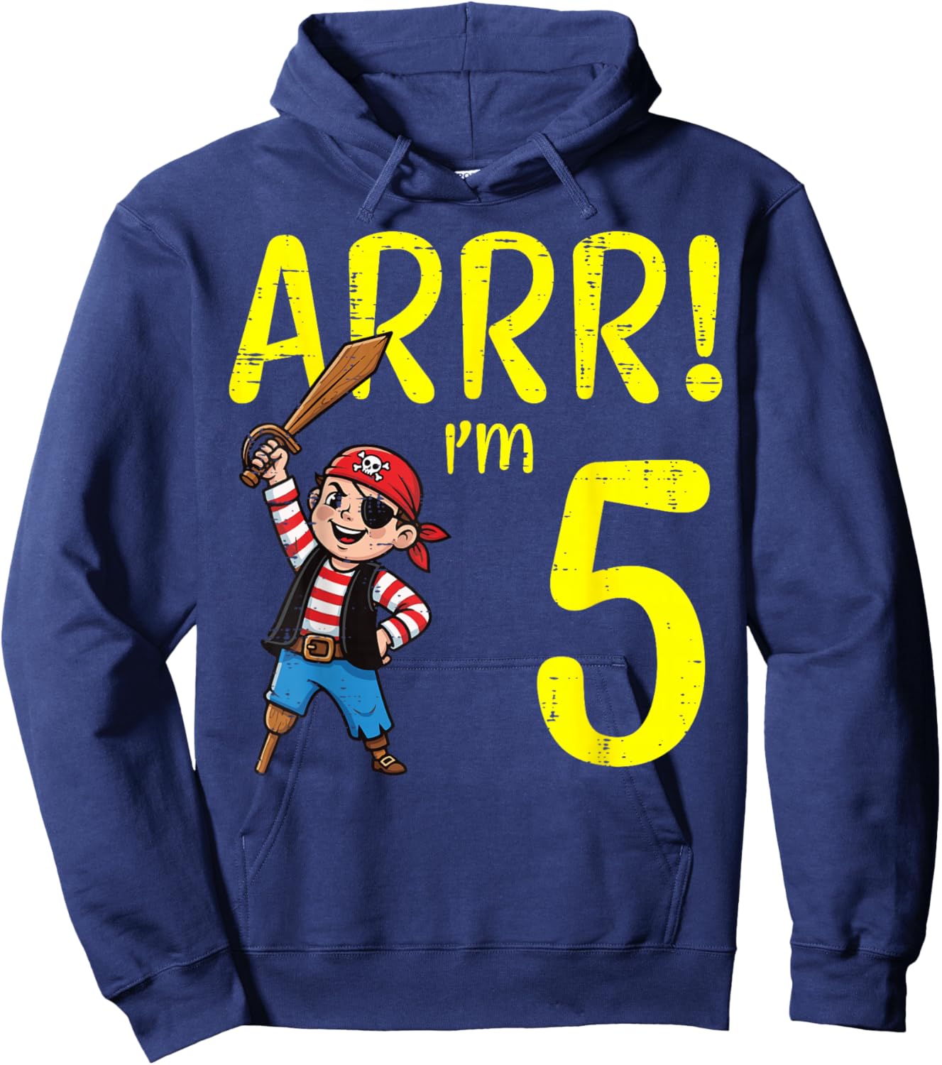 5th Birthday Pirate Arrr Im 5 Years Old Bday Party Boys Kids Hoodie - Hoodie | Navy