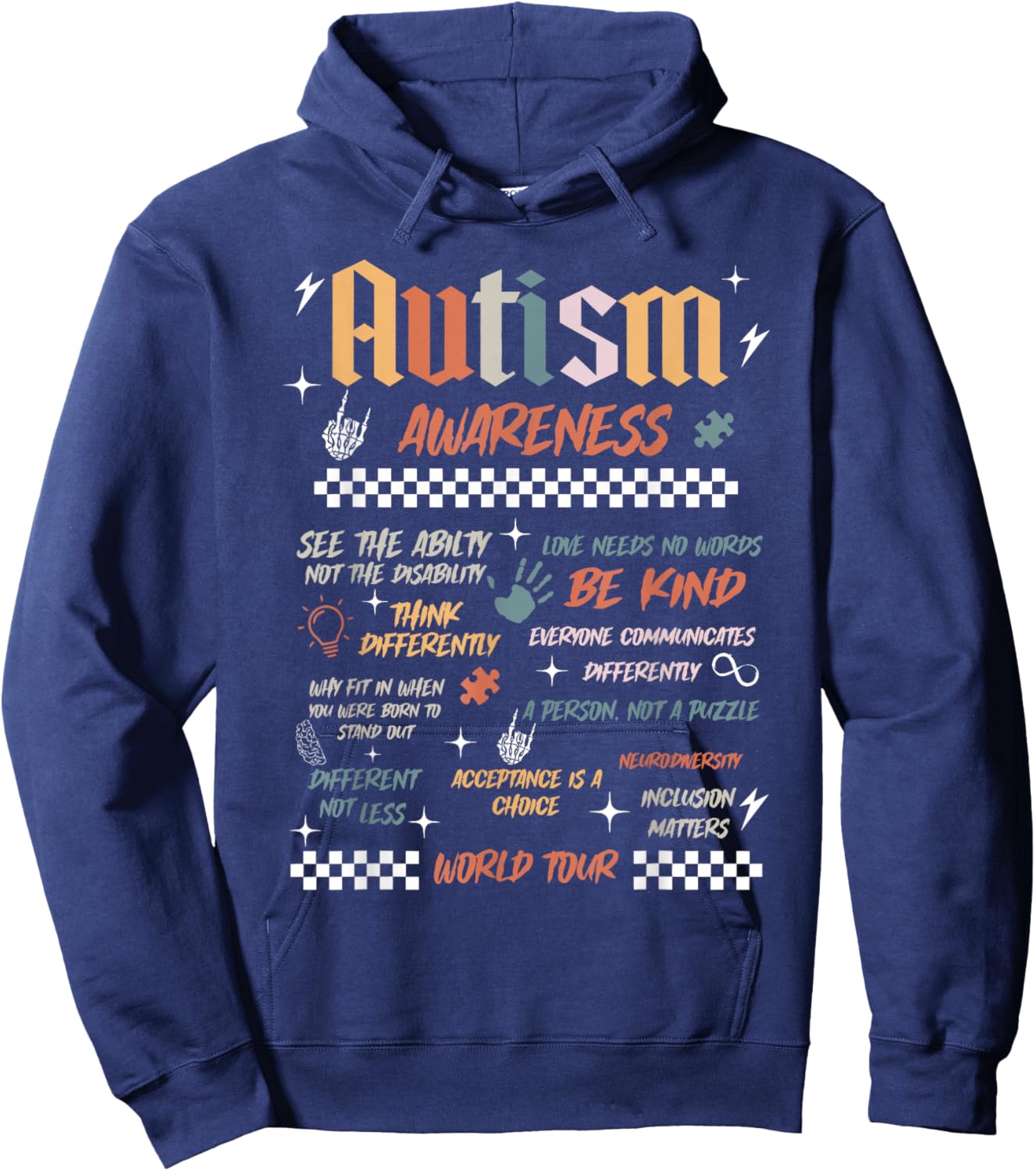 Autism Awareness World Tour Be Kind Acceptance is A Choice Hoodie - Hoodie | Navy