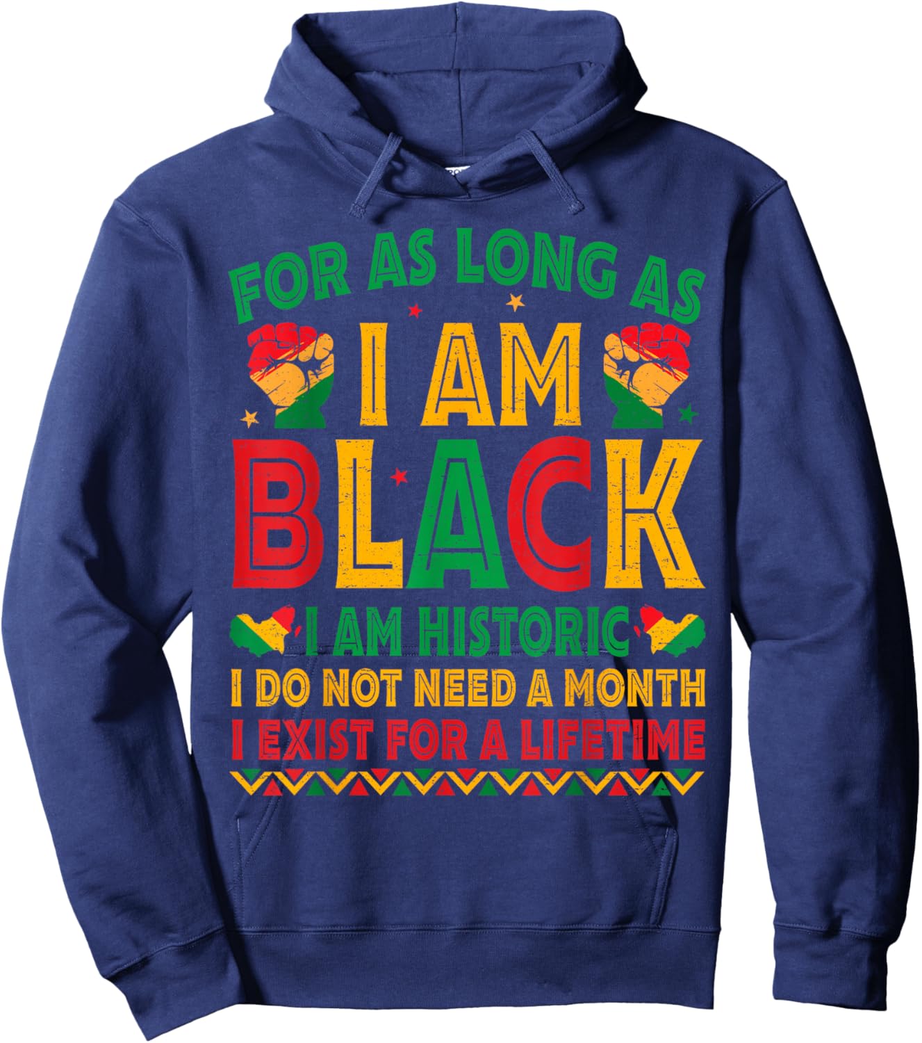 for As Long As I Am Black I Am Historic Black History Month Hoodie - Hoodie | Navy