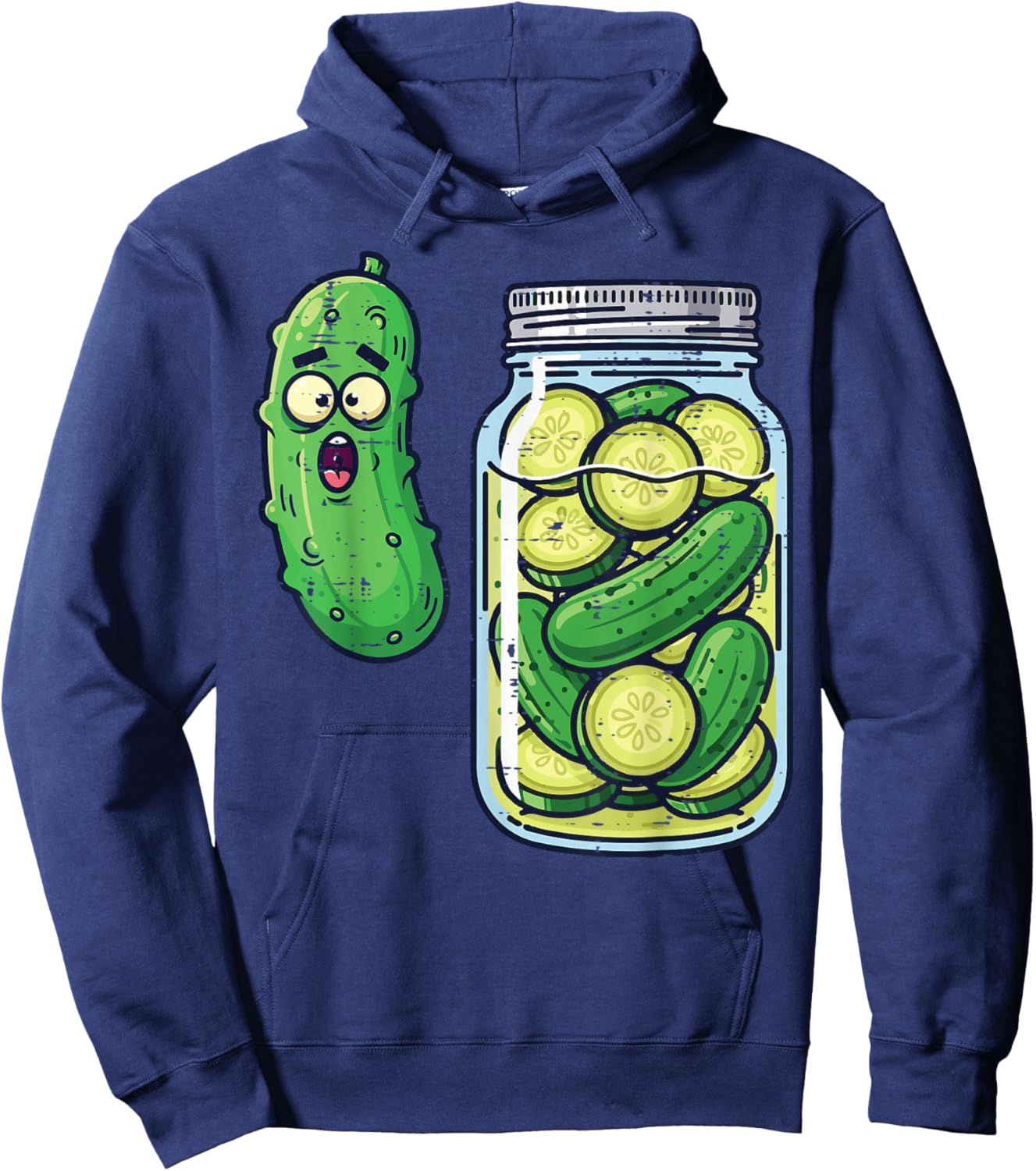 Shocked Pickle Jar Funny Meme Food Humor Men Women Kids Hoodie - Hoodie | Navy