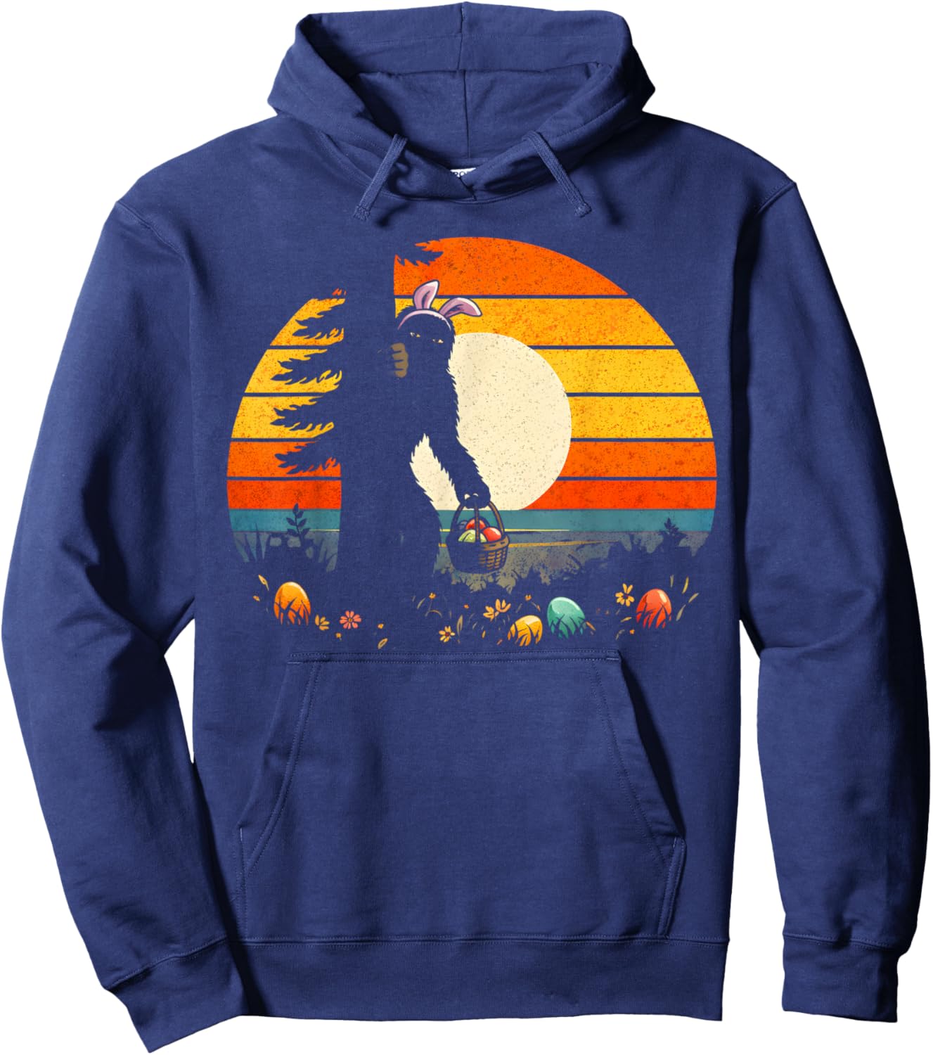 Funny Bigfoot Bunny Easter Egg Sasquatch Easter Day Hoodie - Hoodie | Navy