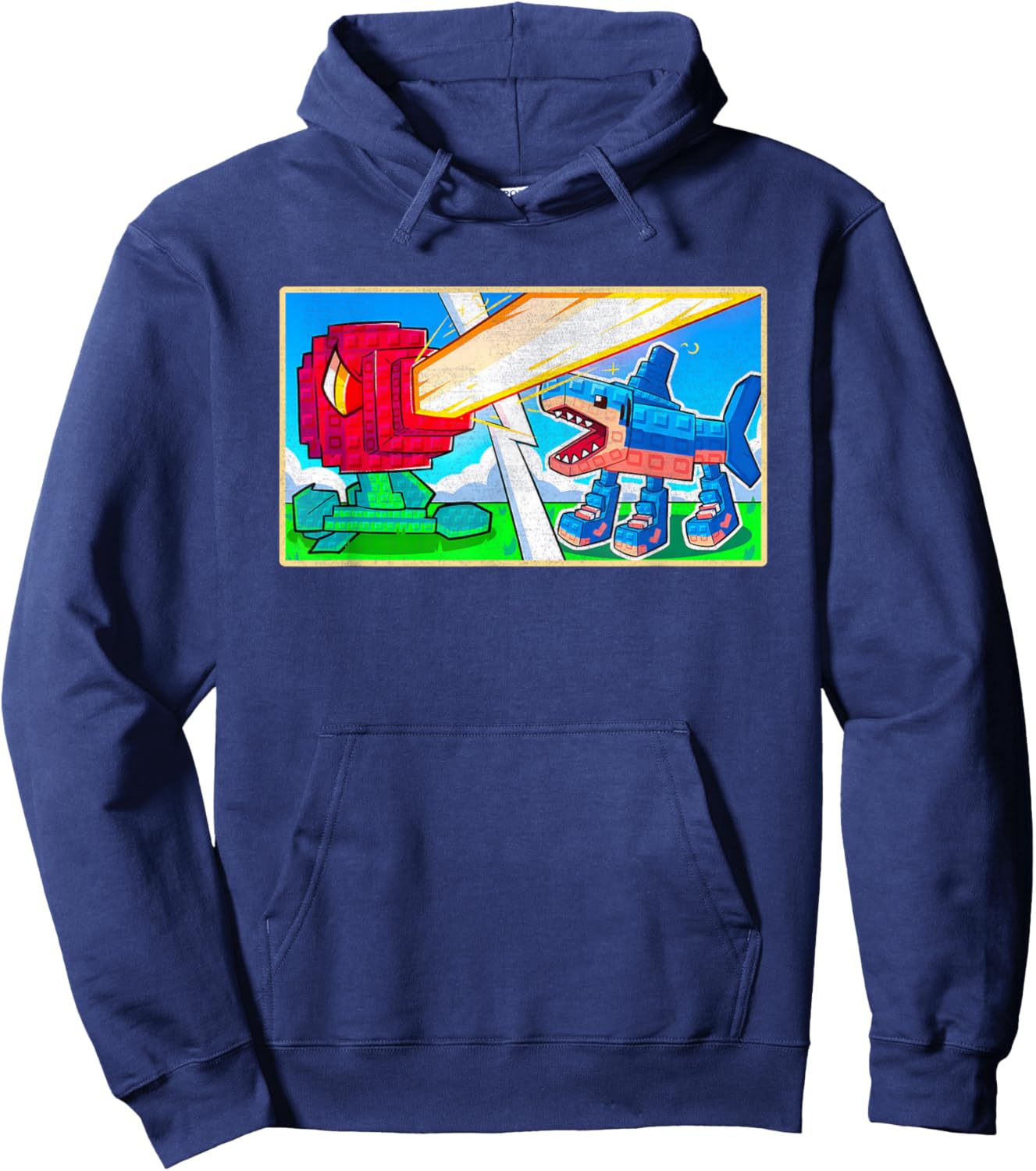 Plants Vs Brainrots Gamers Kids Boys Girls Funny Meme Hoodie - Hoodie | Navy