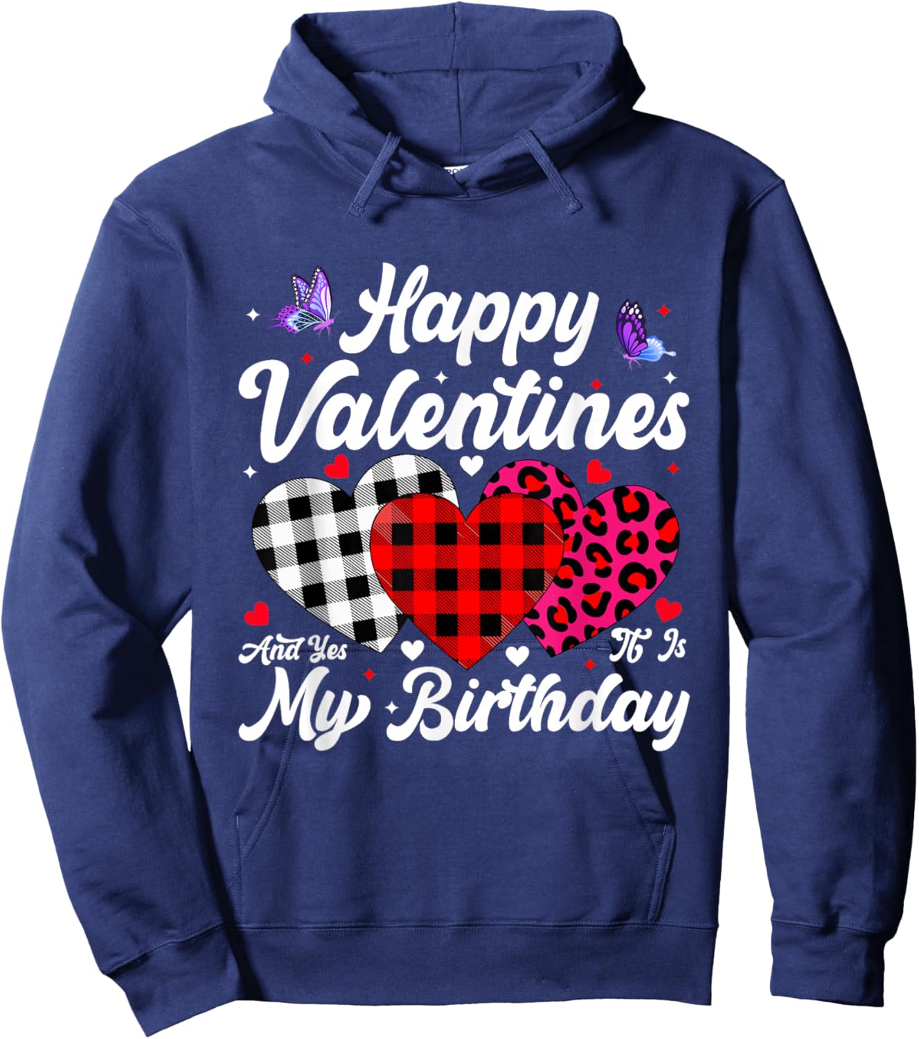 Happy Valentines Funny Heart Birthday Bday Men Women Kids Hoodie - Hoodie | Navy