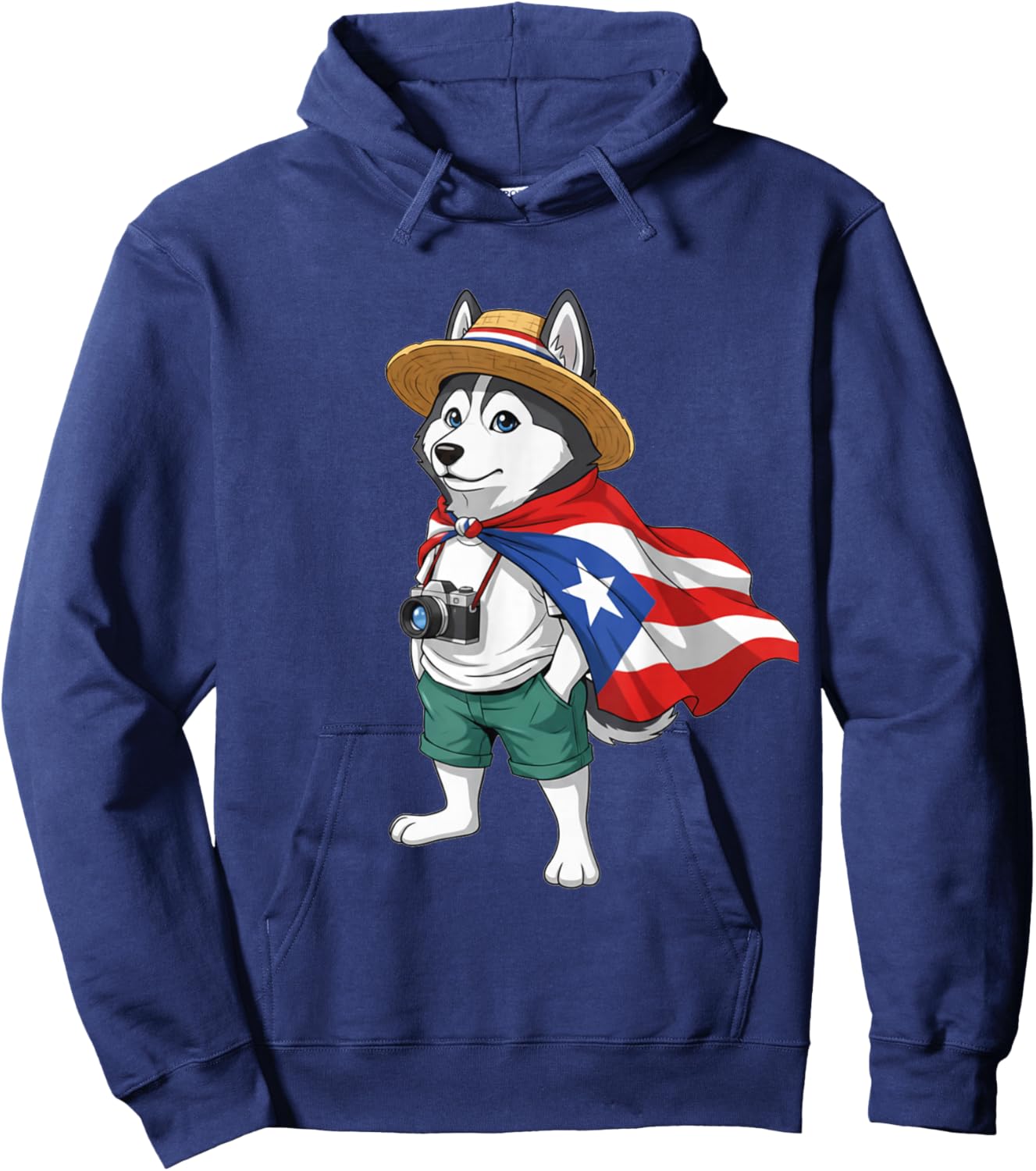 Siberian Husky Puerto Rico Flag Rican Taino Boricua Kids Hoodie - Hoodie | Navy