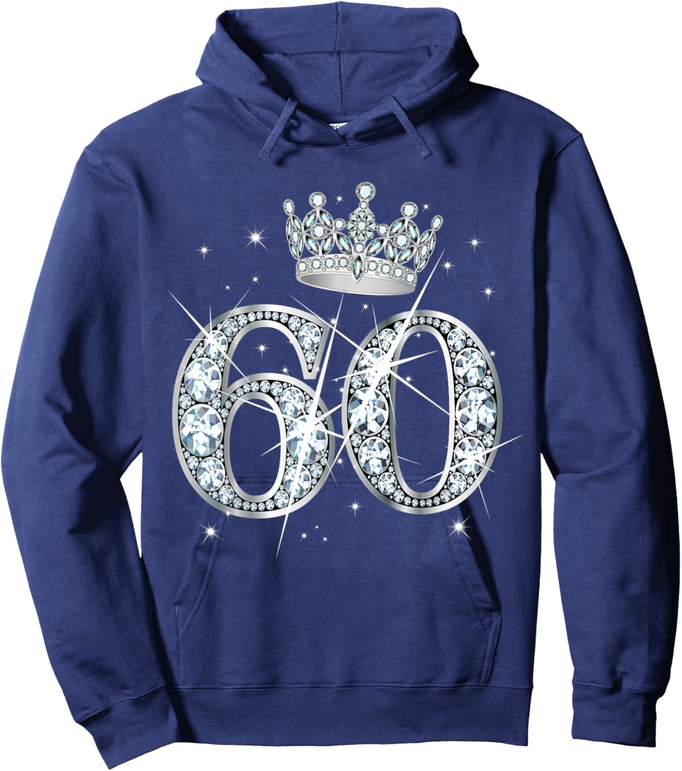 60th Birthday Queen Women Girls 60 Years Old Diamond Crown Hoodie - Hoodie | Navy