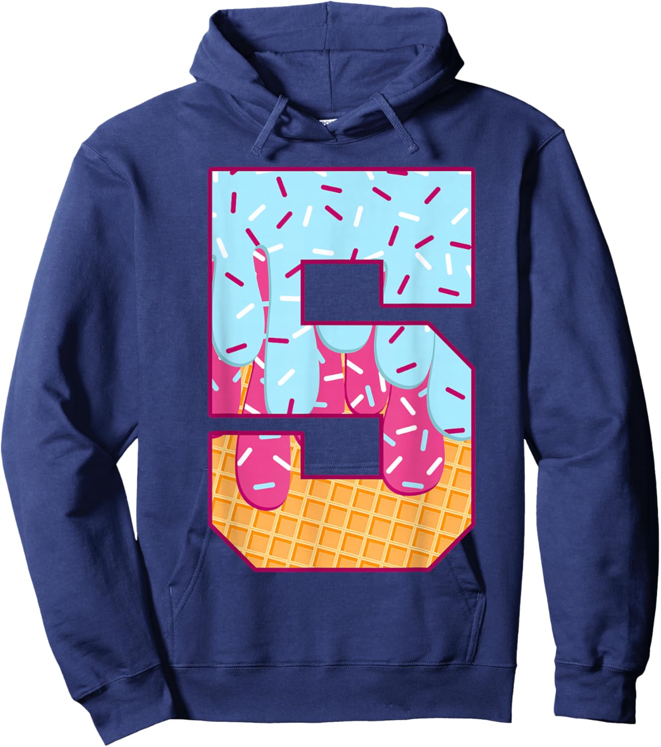 Number 5 Ice Cream Drip Matching Numbers Costume Meme Hoodie - Hoodie | Navy
