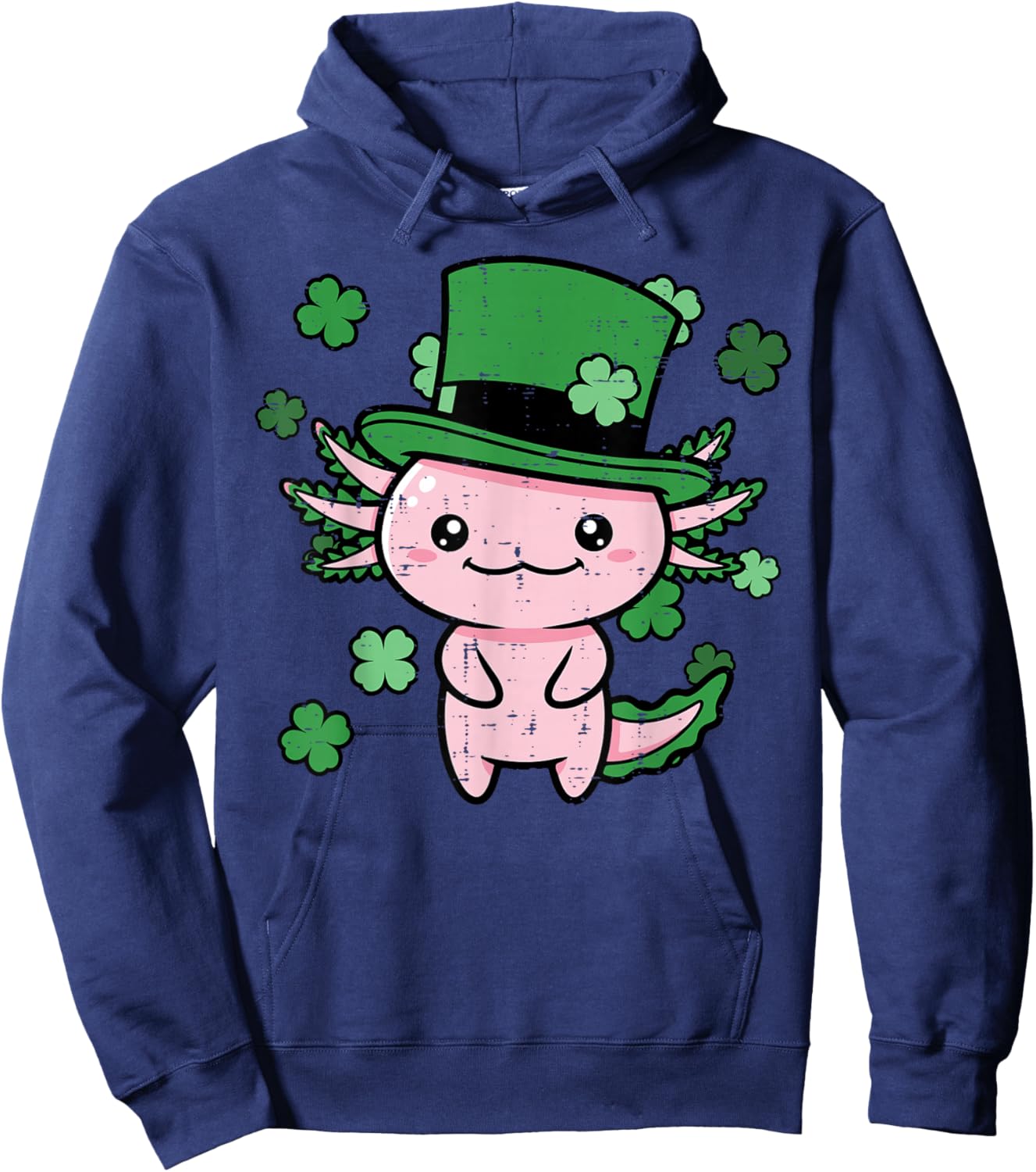 St Patricks Day Axolotl Top Hat Saint Paddys Kids Women Men Hoodie - Hoodie | Navy