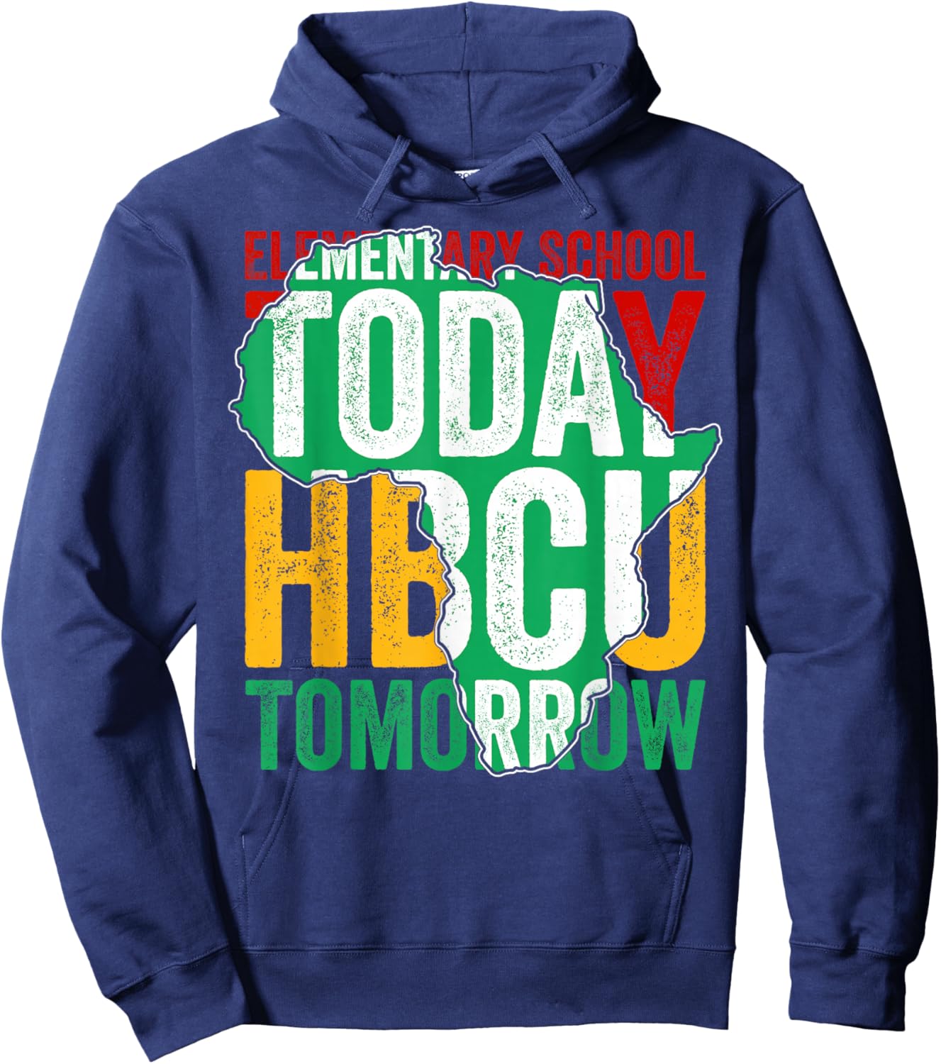 Elementary School Today HBCU Tomorrow Africa Map Afro Kids Hoodie - Hoodie | Navy