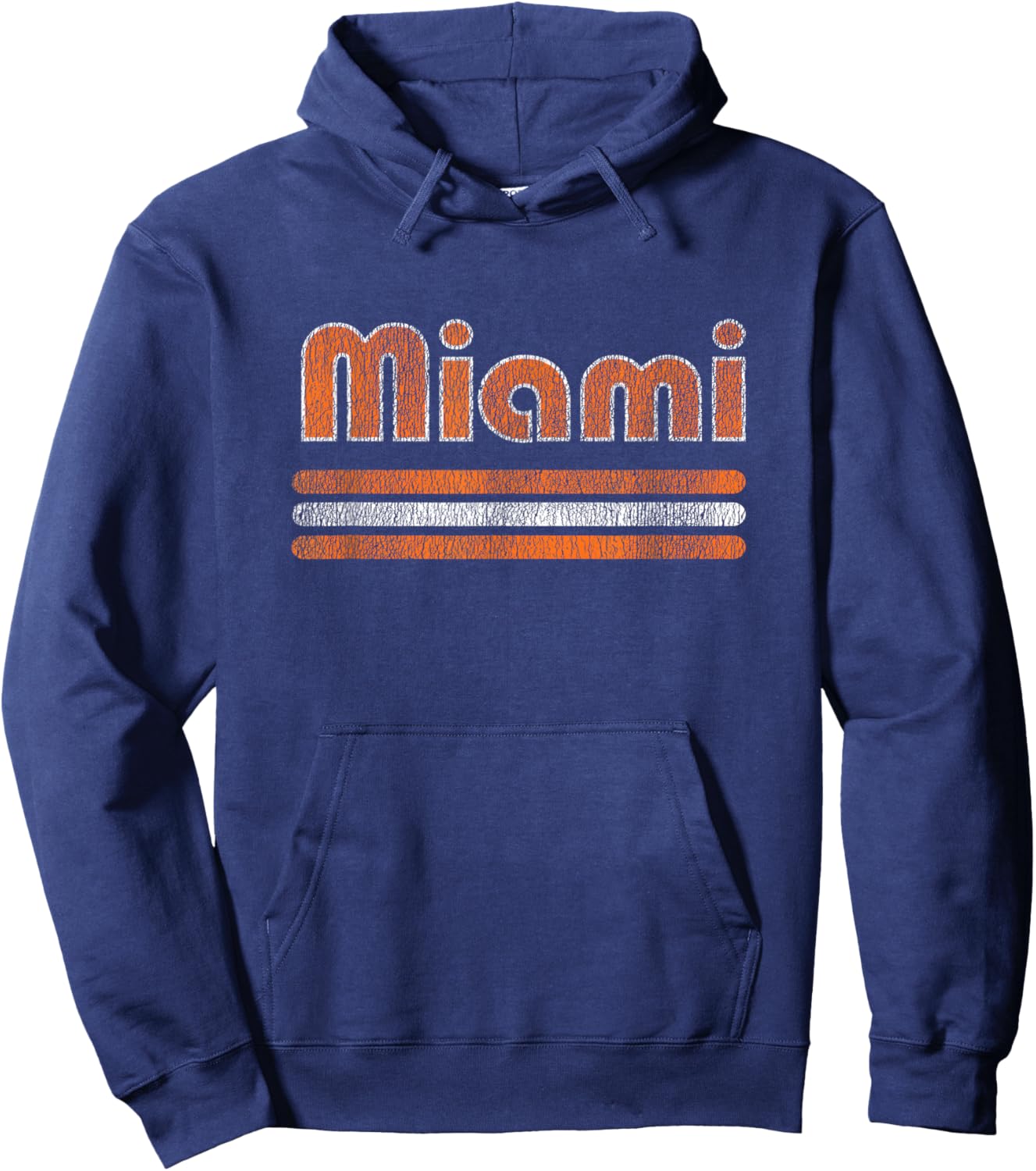 Miami Retro Distressed Vintage Design for Florida Locals Hoodie - Hoodie | Navy