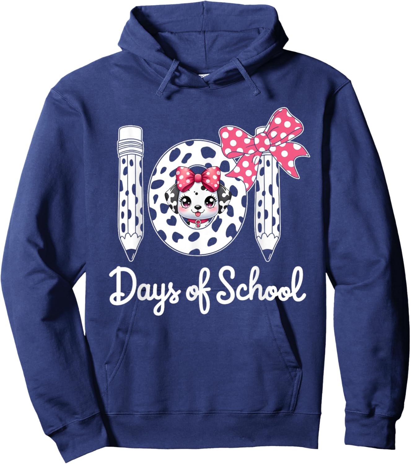 Happy 101 Days School Cute Dog 100 Days Smarter Student Kids Hoodie - Hoodie | Navy