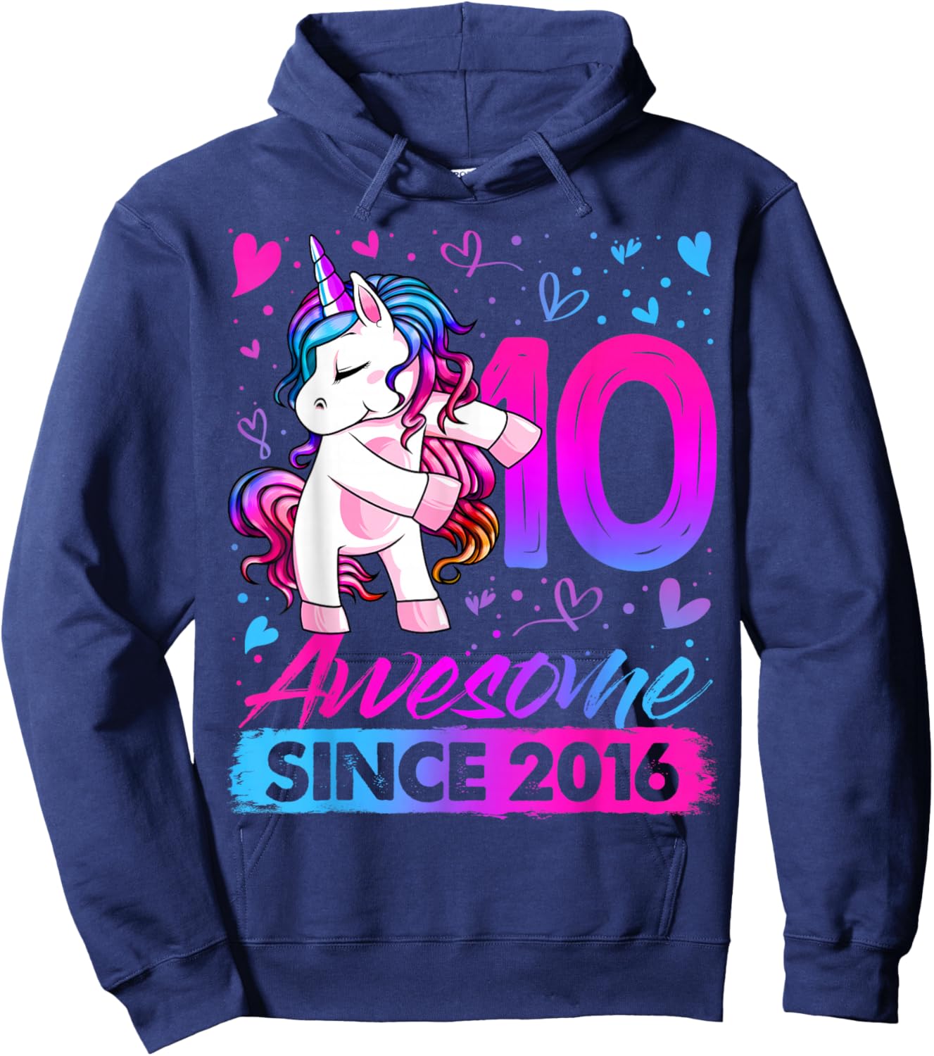 10th Birthday Shirt Girl 10 Year Old Gifts 10 Birthday Girl Hoodie - Hoodie | Navy