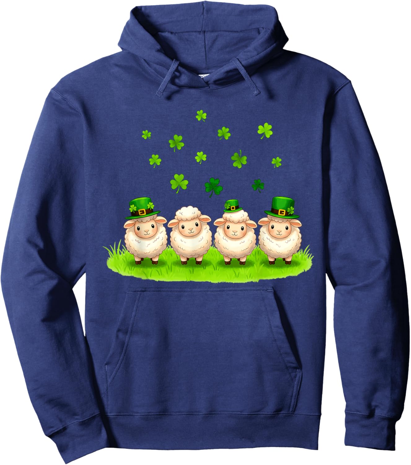 Funny Sheeps Leprechaun Shamrocks St Patrick's Day Kids Boys Hoodie - Hoodie | Navy