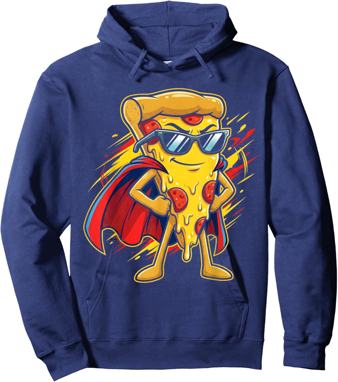 Funny Pizza Slice Hero Boys Pizza Lovers Fast Food Hoodie - Hoodie | Navy