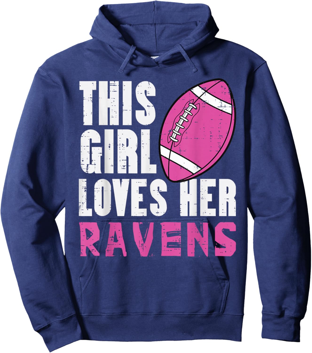 This Girl Loves Her Raven Women Kids Girls Youth Teen Hoodie - Hoodie | Navy