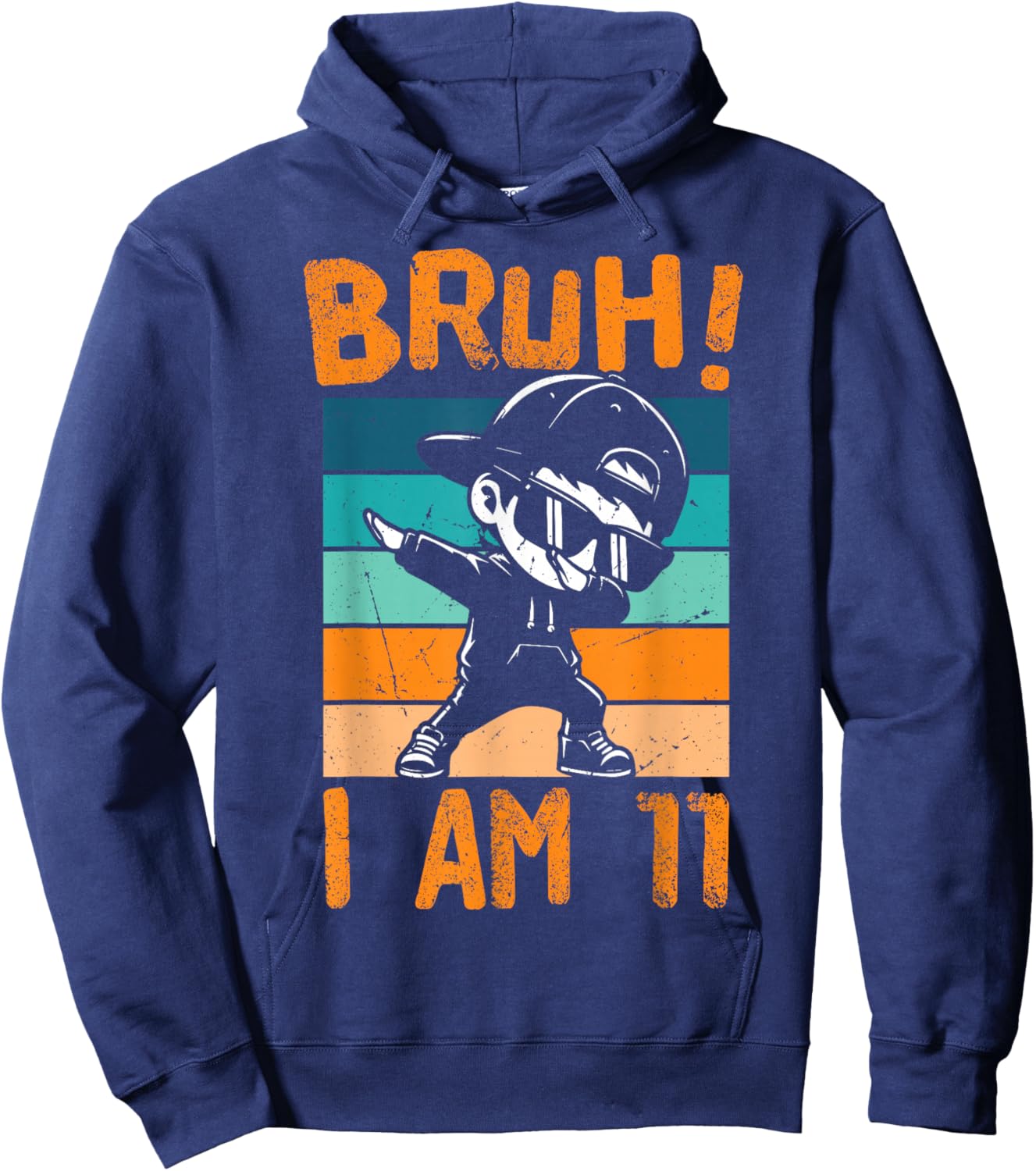 Bruh I Am 11 Year Old Dabbing Boy 11th Birthday Decorations Hoodie - Hoodie | Navy
