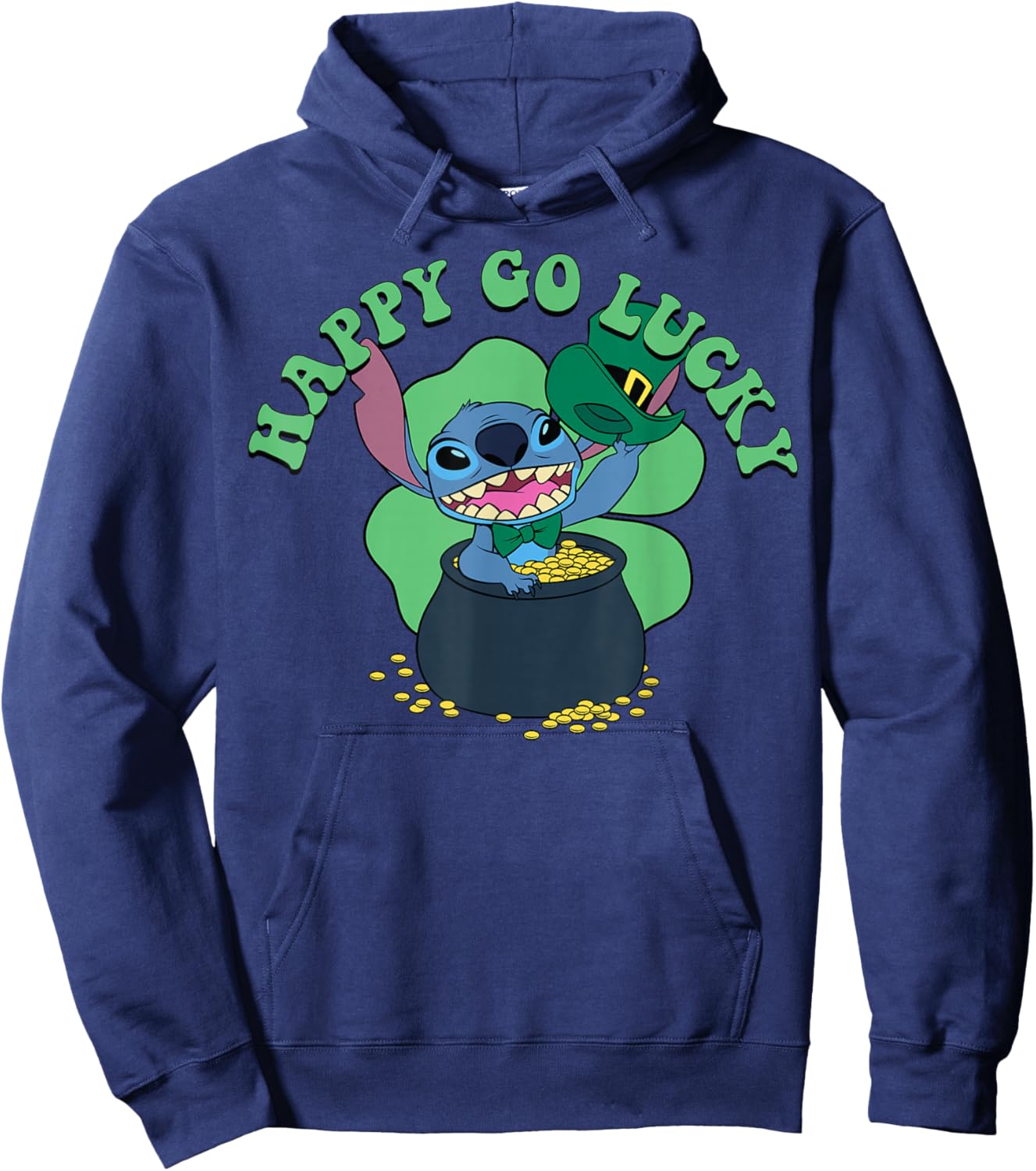 Disney Lilo & Stitch St. Patrick's Day Happy Go Lucky Season Hoodie - Hoodie | Navy