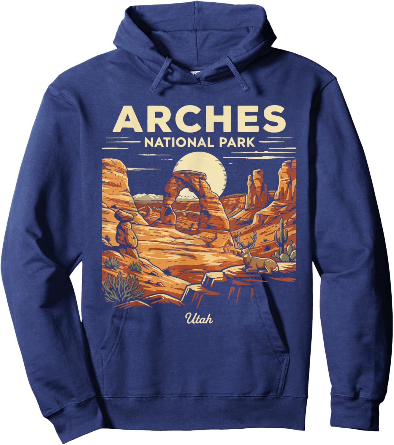 Arches National Park Utah Retro Vintage Nature Graphic Hoodie - Hoodie | Navy
