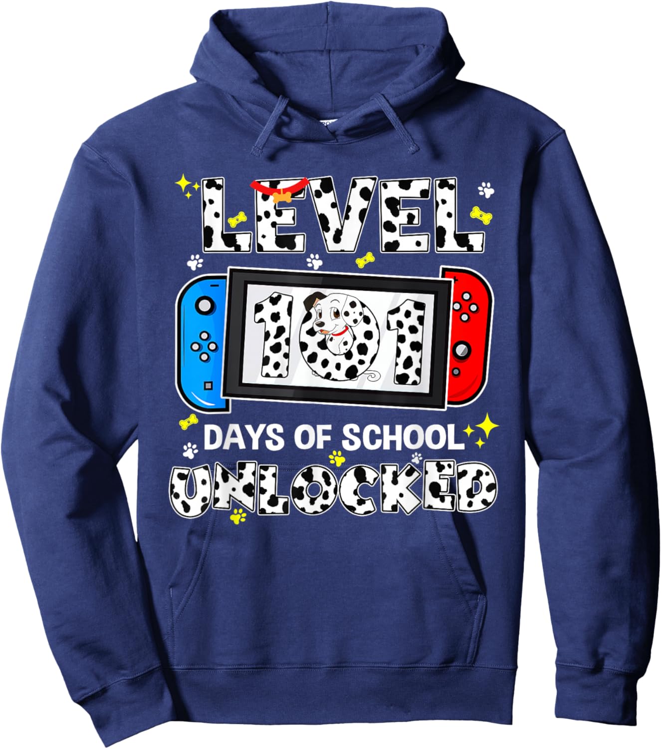 Level Unlocked Game Controller 101 Days School 100 Days Hoodie - Hoodie | Navy