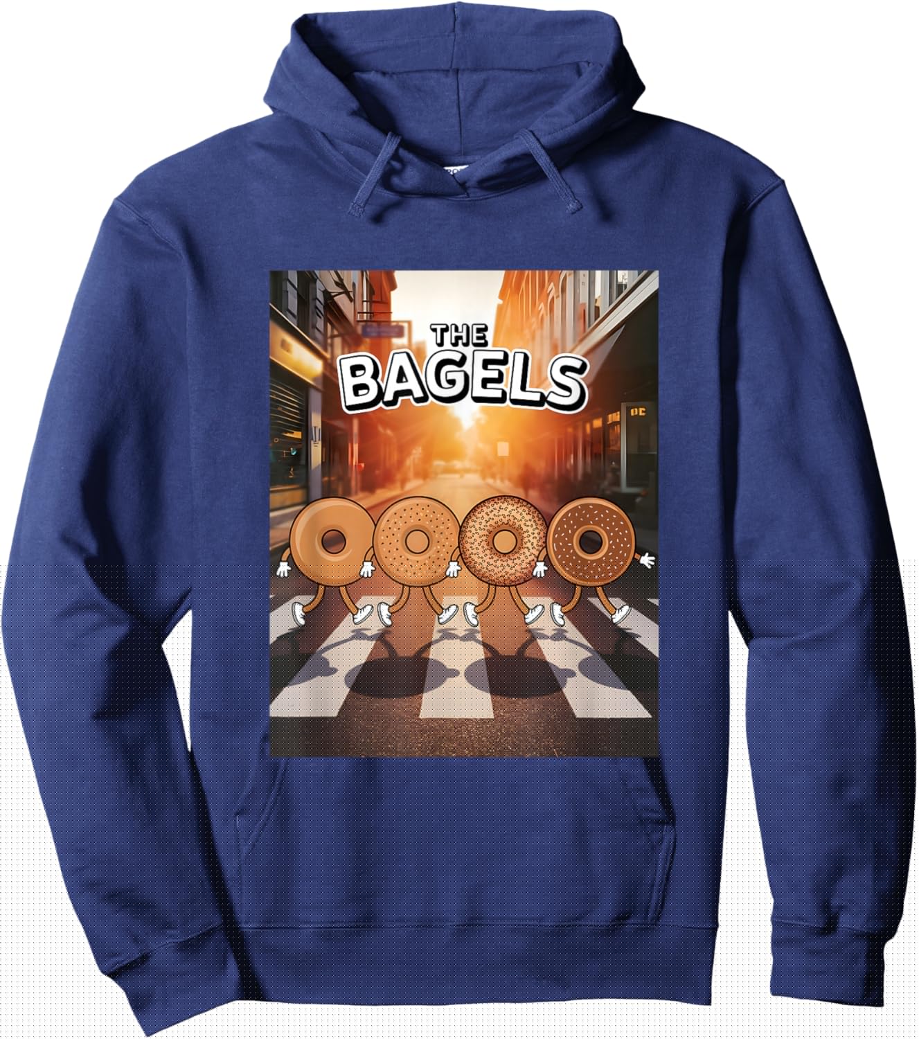 The Bagels Funny Bagel Parody Breakfast Food Cartoon Hoodie - Hoodie | Navy