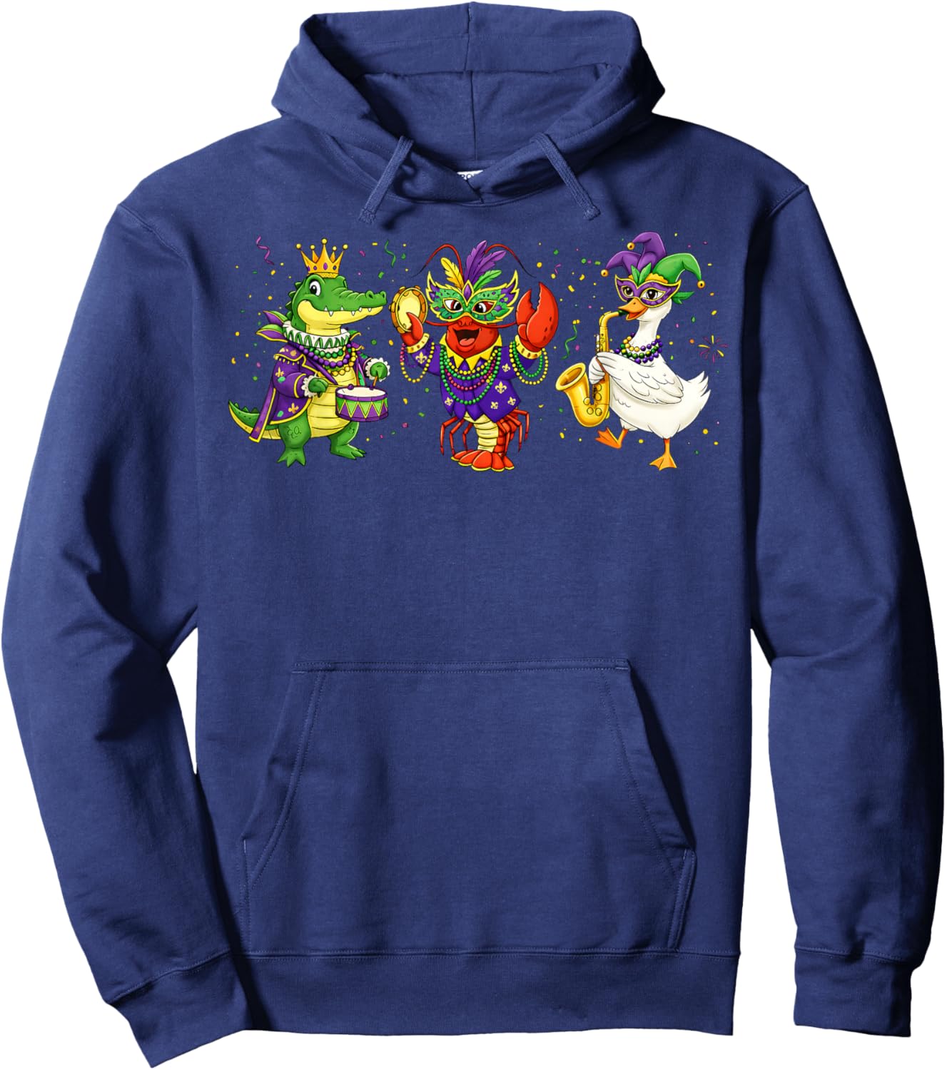 ABC Alligator Brown Crawfish Louisiana Mardi Gras Party Hoodie - Hoodie | Navy