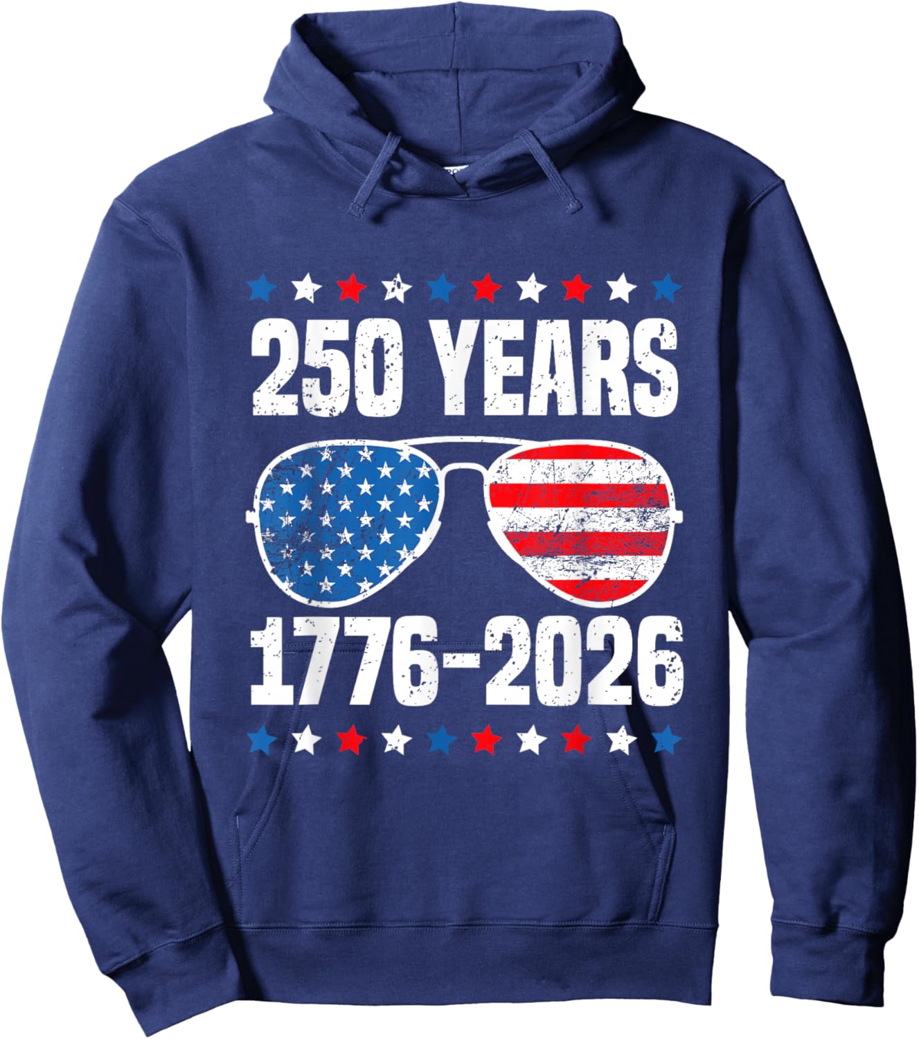 250 Years American Flag 1776-2026 250th Birthday 4th of July Hoodie - Hoodie | Navy