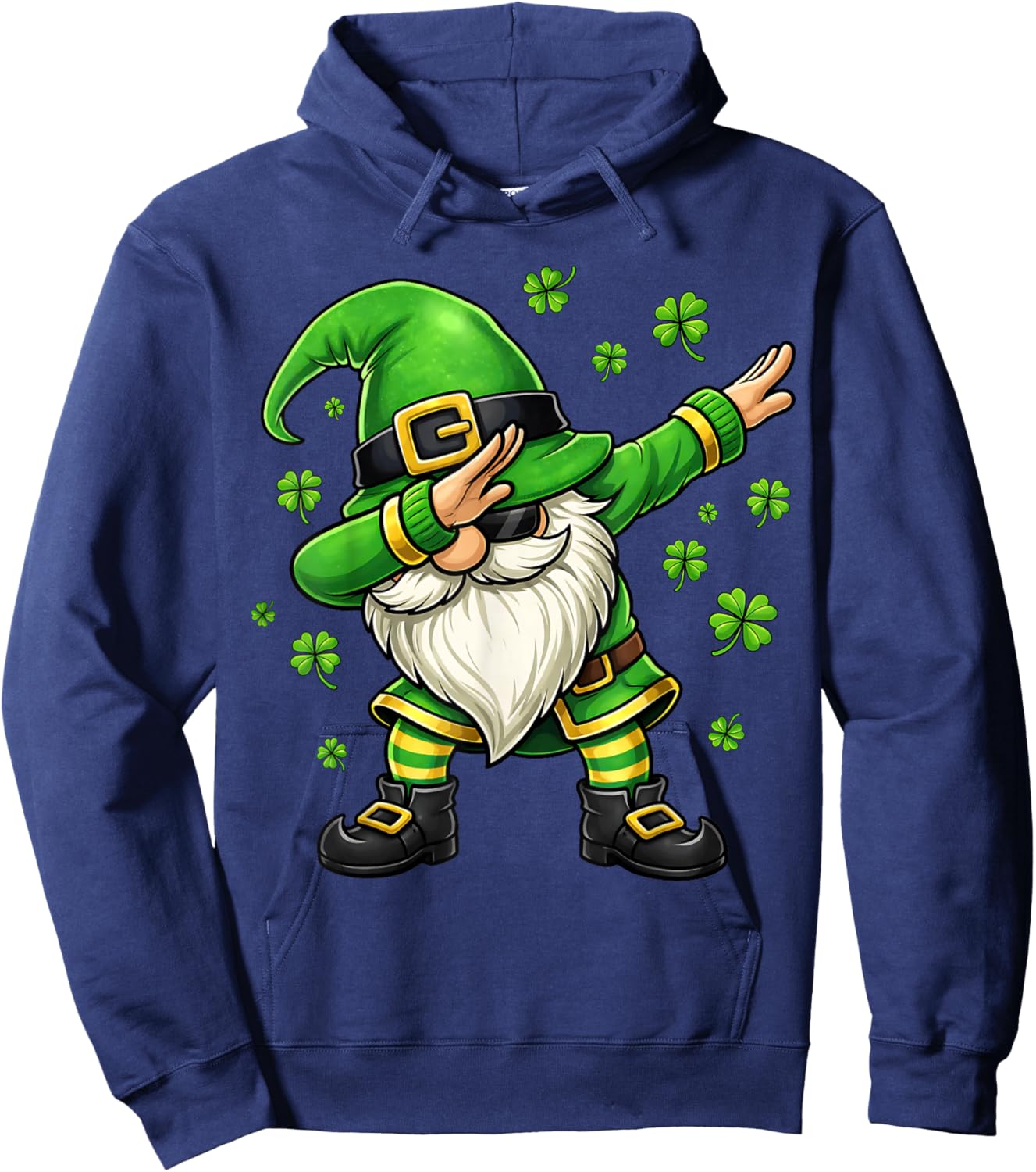 Dabbing Gnome Shamrock St Patricks Day Gnome Men Women Kids Hoodie - Hoodie | Navy